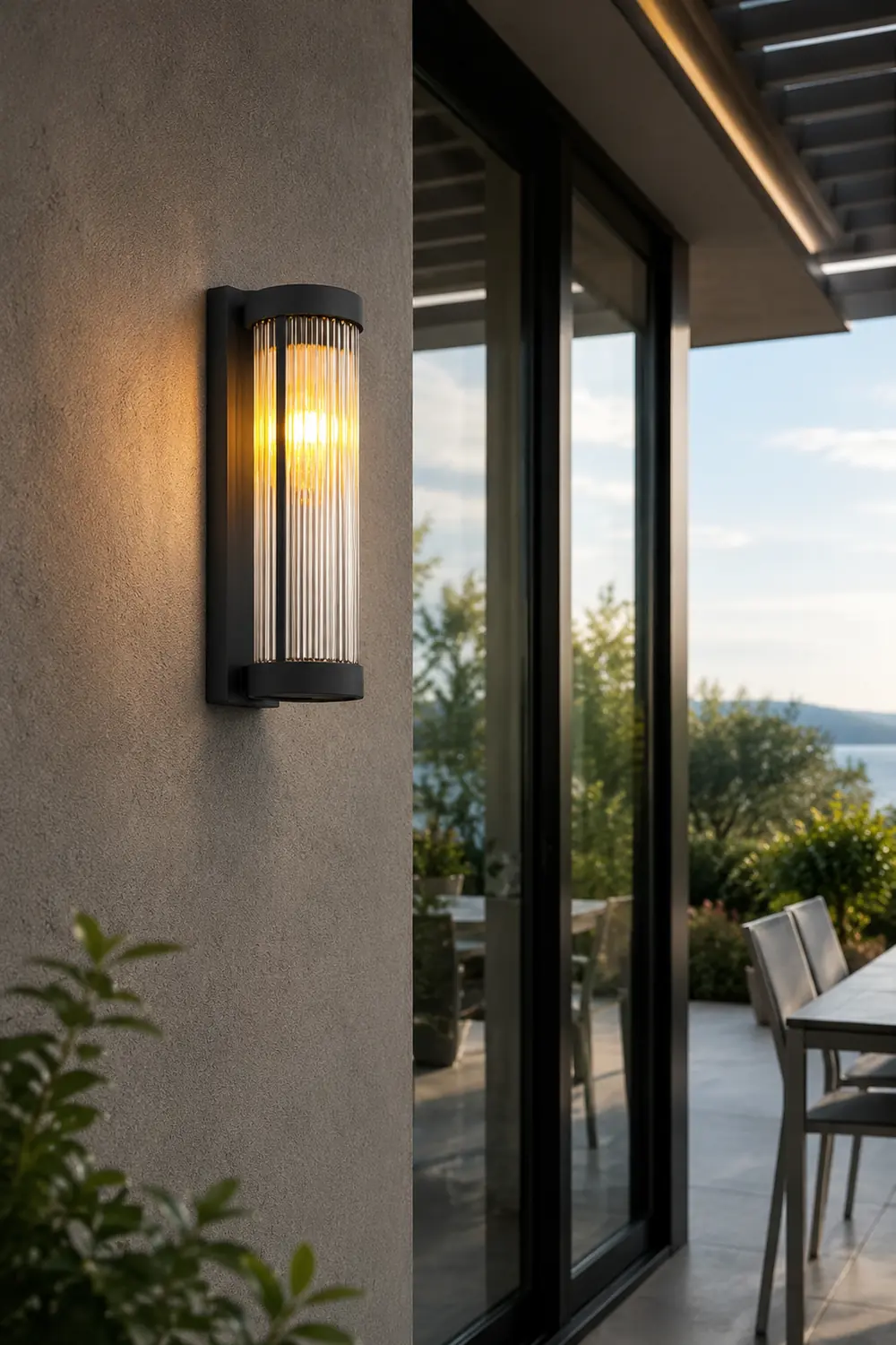 Creative Glass Waterproof LED Black Modern Solar Wall Lamp Exterior Lights - Lumpaz