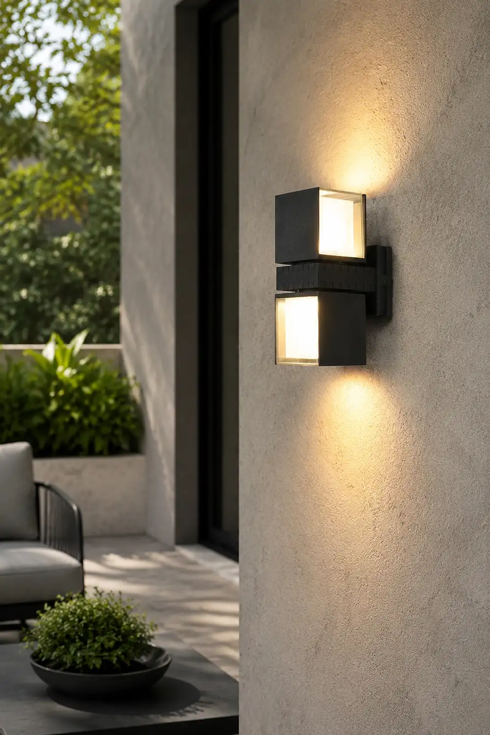 Adjustable Square Lamps Up And Down Lighting Black Outdoor Wall Lights - Lumpaz