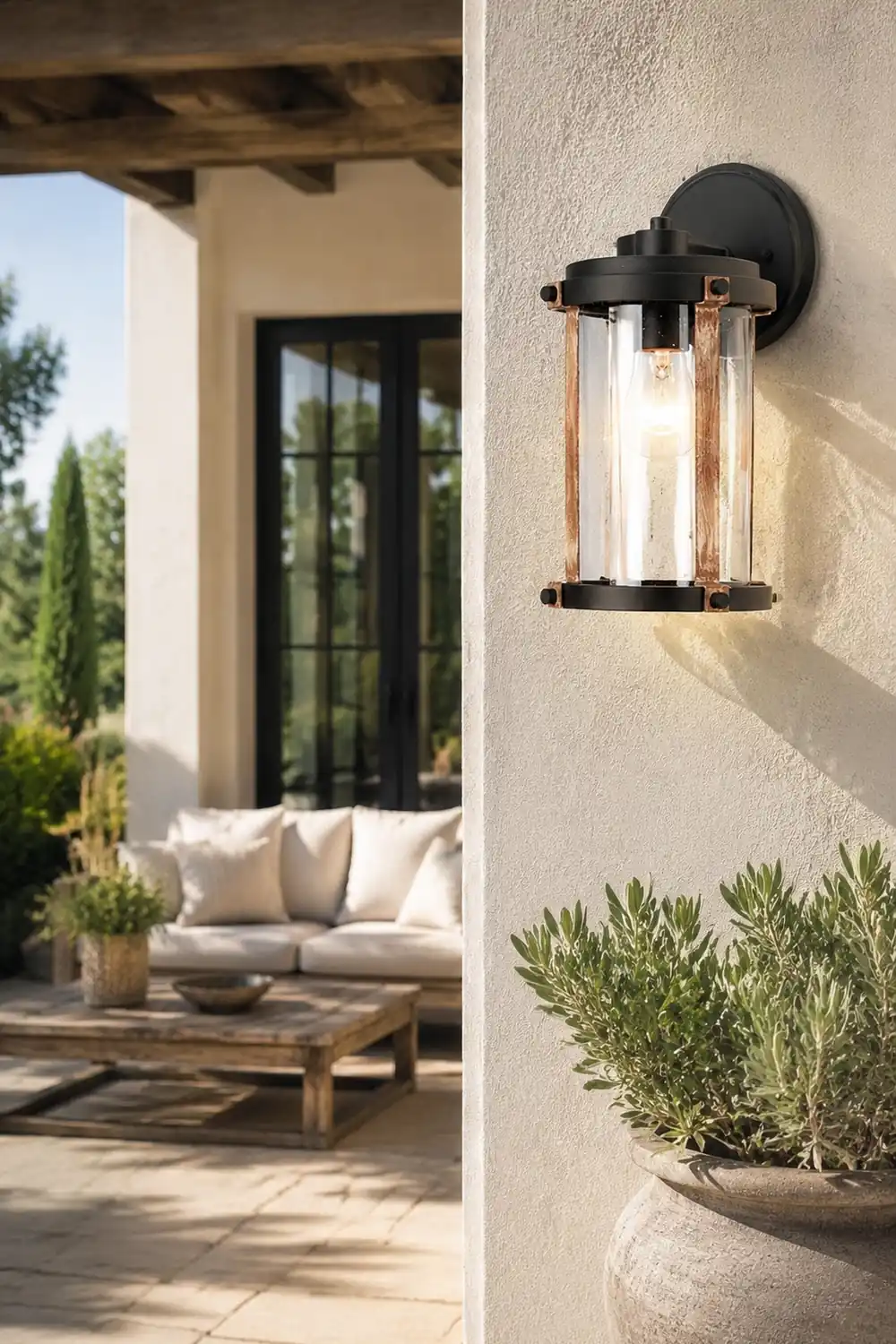 Vintage Waterproof Glass Black Industrial Style Outdoor Wall Sconces Lighting - Lumpaz