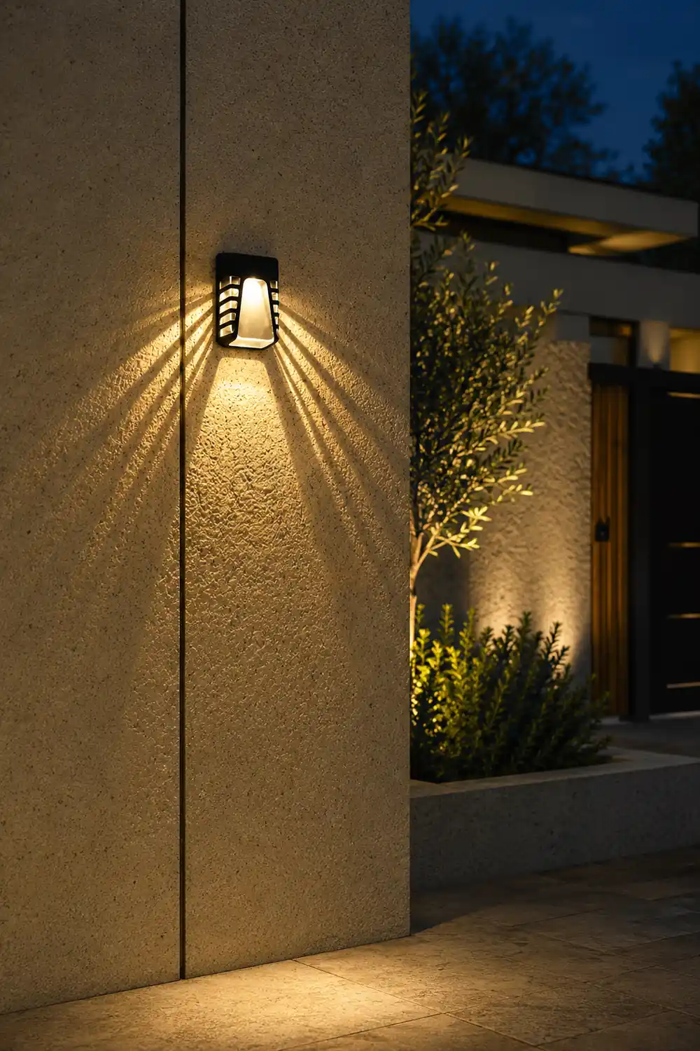Waterproof Intelligent LED Black Modern Solar Outdoor Wall Lights - Lumpaz
