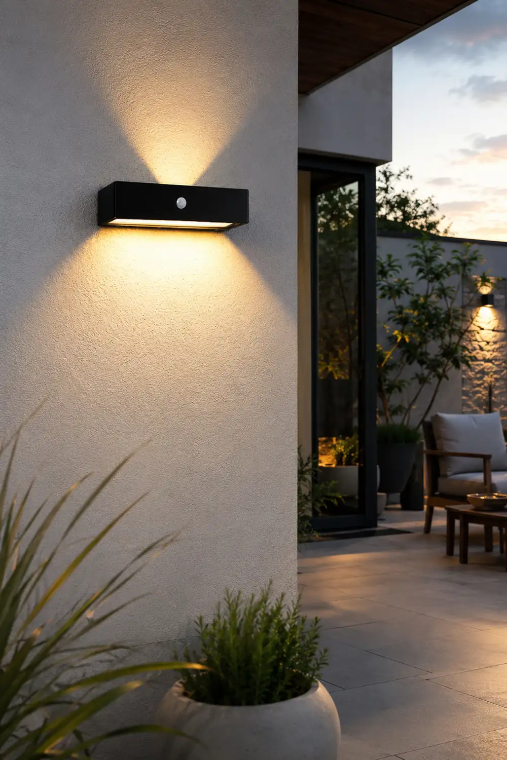 Waterproof LED Up and Down Lights Motion Sensor Modern Solar Wall Lamp - Lumpaz
