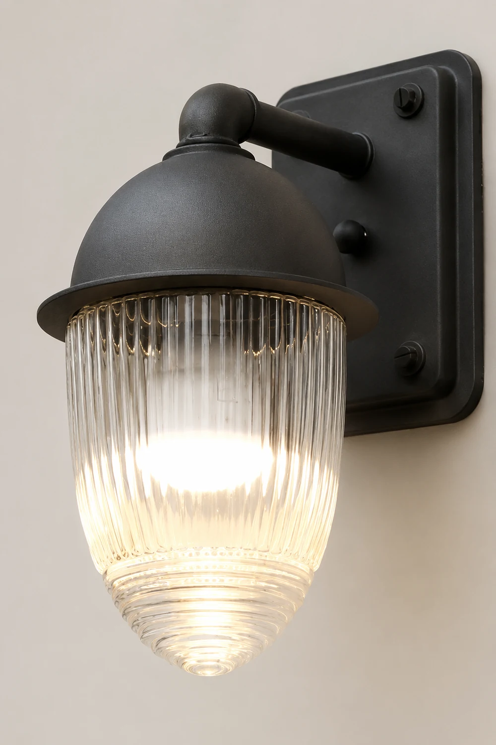 Waterproof Glass Ball Matte Black Modern Outdoor Wall Lamp Exterior Lights - Lumpaz