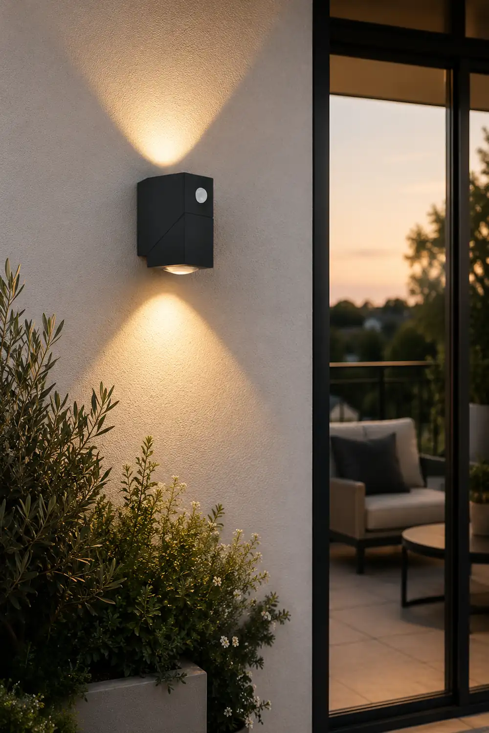 Adjustable Up and Down Light Motion Sensor Waterproof Black Wall Lamp - Lumpaz