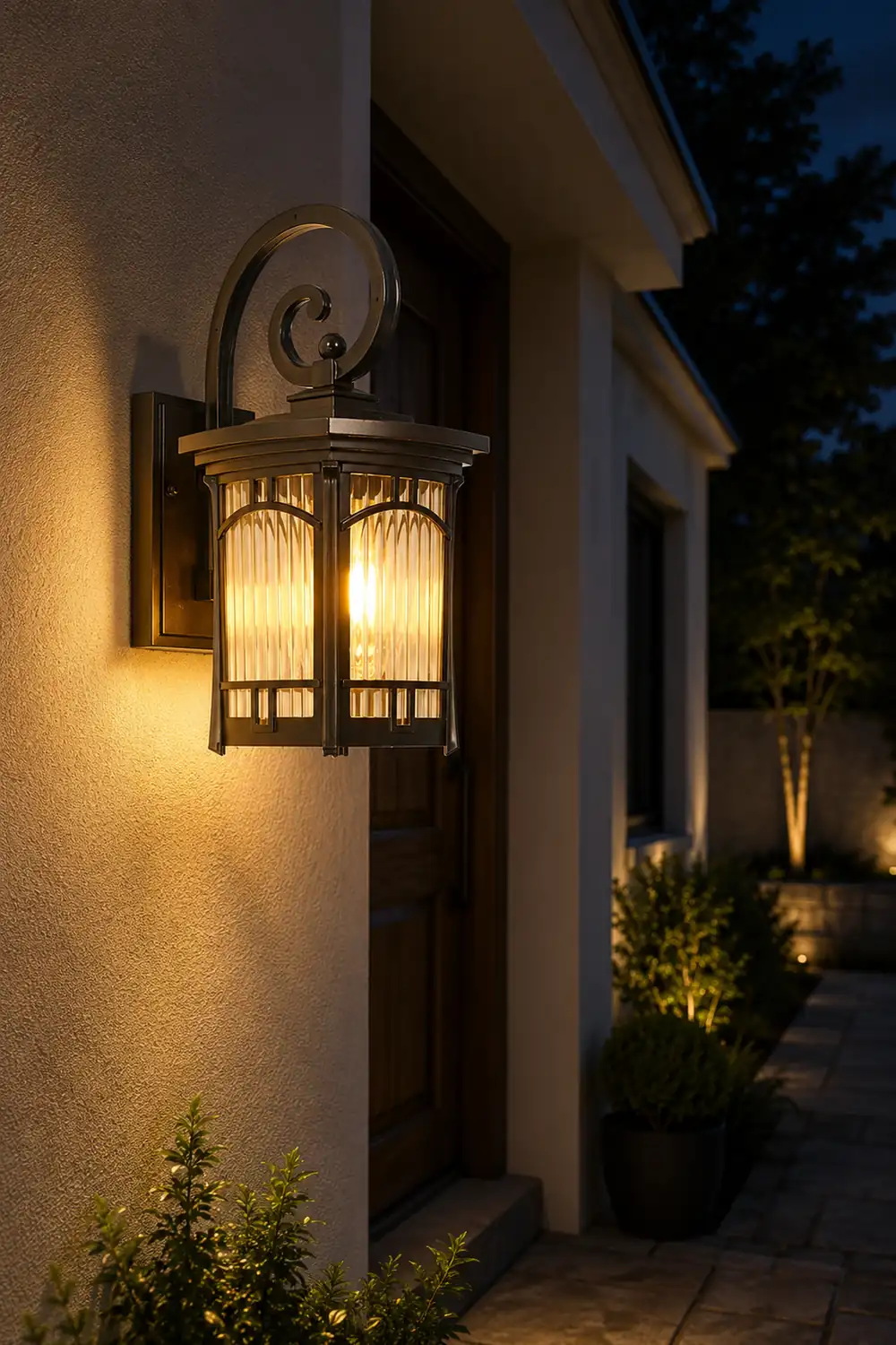 Vintage Striped Glass Shade Waterproof Modern Outdoor Wall Lights - Lumpaz