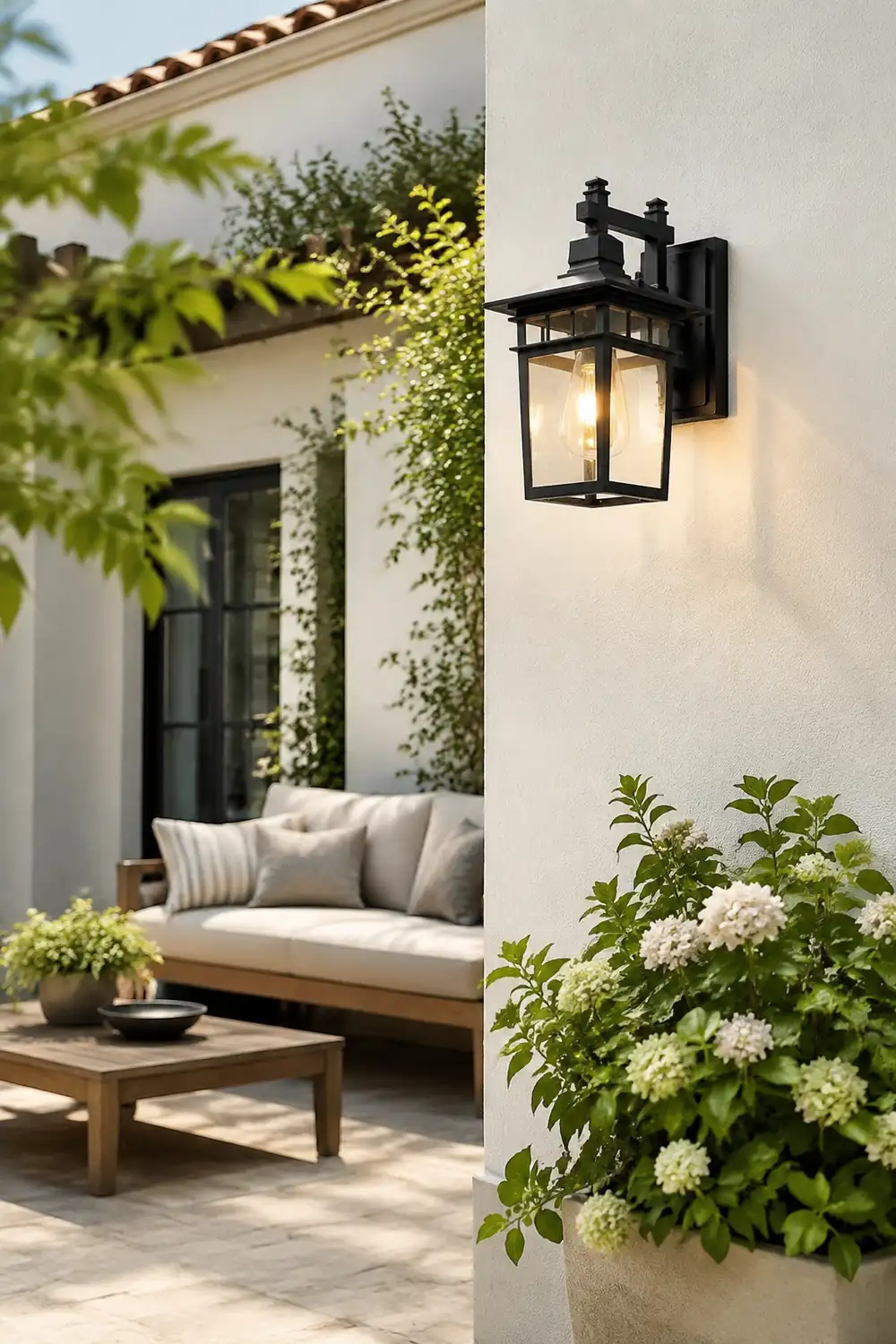 Pavilion Shaped Glass LED Waterproof Retro Outdoor Wall Lamp Wall Sconce Lighting without Bulb - Lumpaz