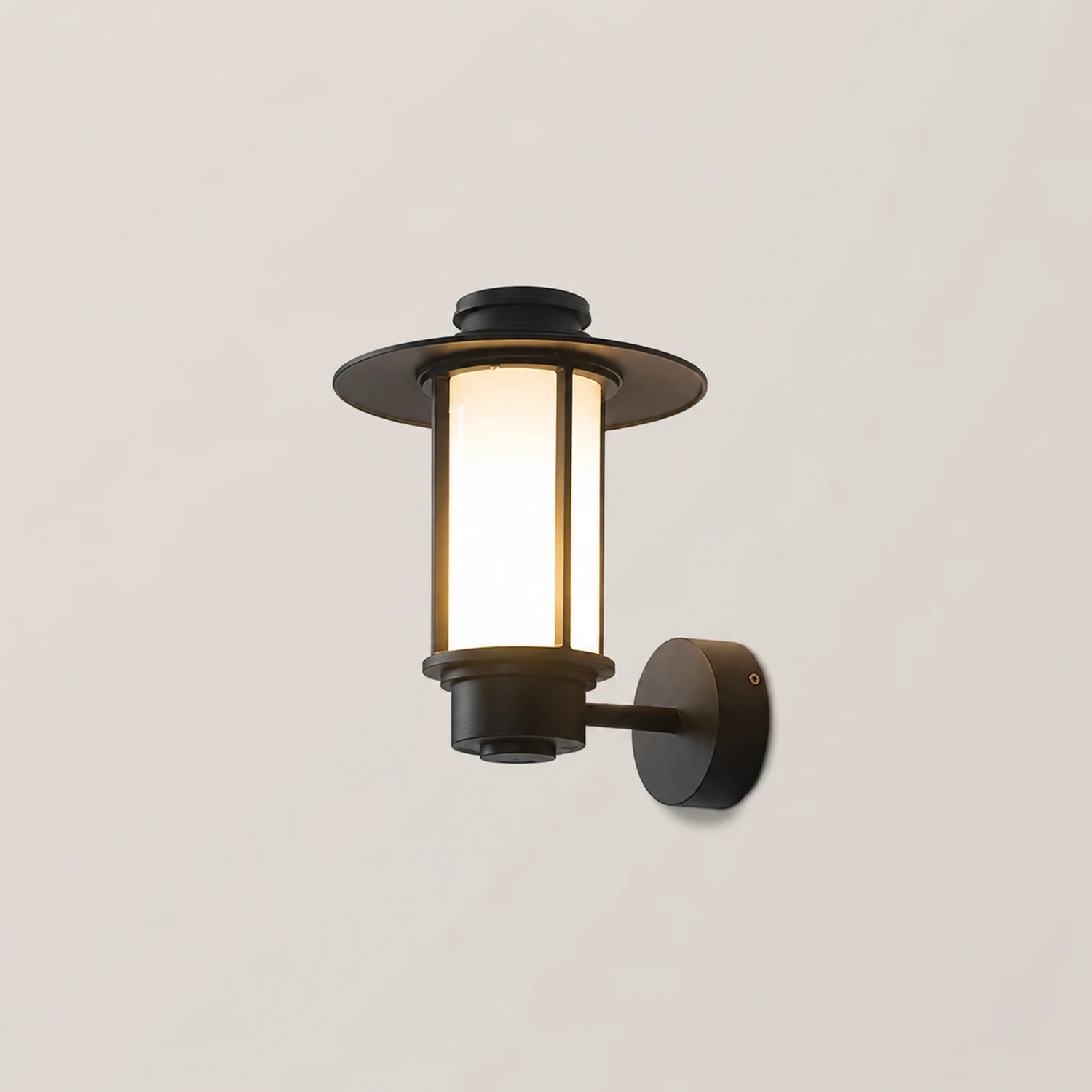 Top Hats Shape Aluminum LED Waterproof Black Retro Outdoor Wall Lights - Lumpaz