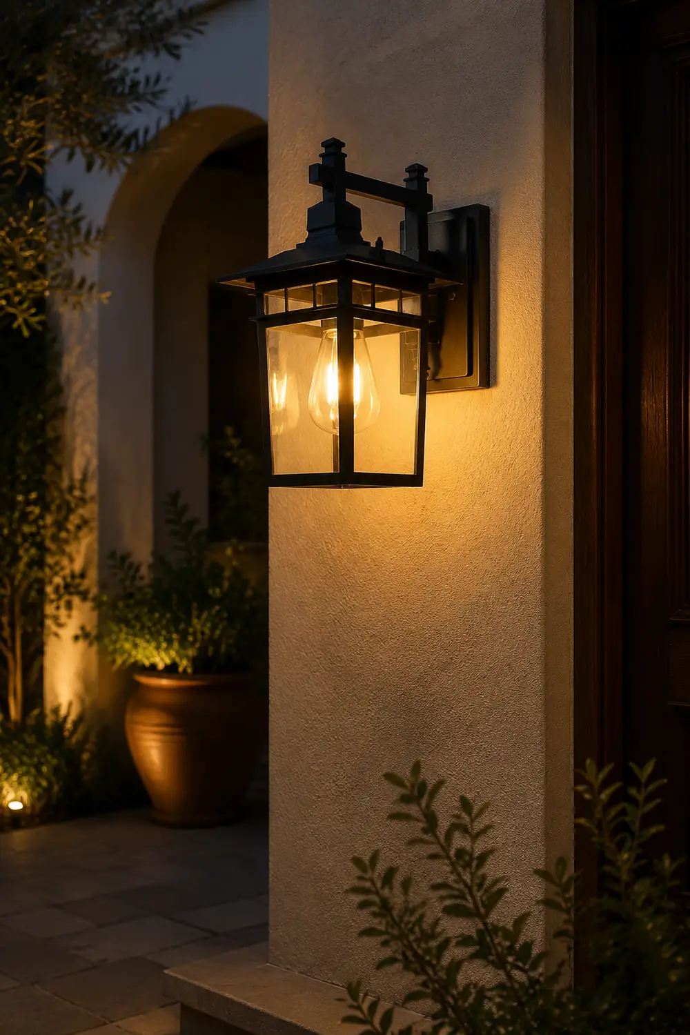 Pavilion Shaped Glass LED Waterproof Retro Outdoor Wall Lamp Wall Sconce Lighting without Bulb - Lumpaz