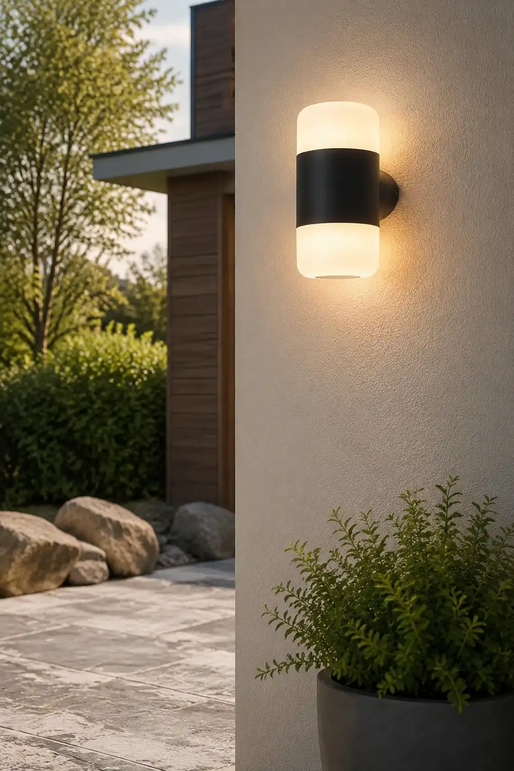 Round Up and Down Light LED Waterproof Black Modern Outdoor Wall Lamp - Lumpaz