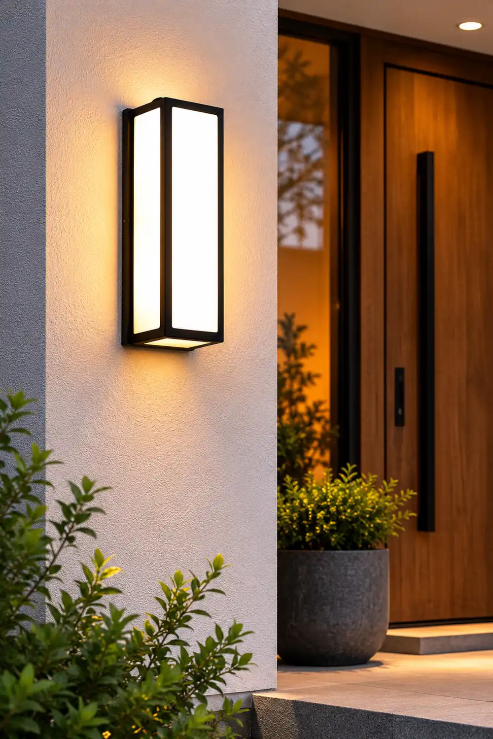 Rectangle LED Waterproof Motion Sensor Black Modern Wall Sconce Lighting - Lumpaz