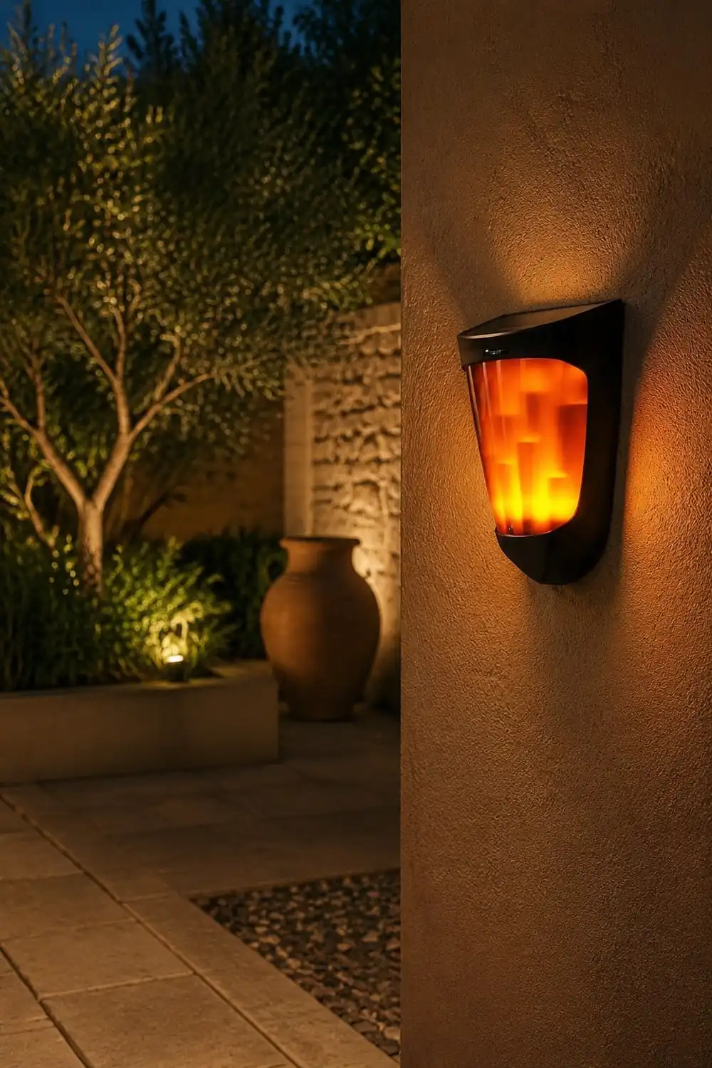 Solar Energy LED Outdoor Wall Lamp Flame Light Wall Sconce Lighting Wall Lights - Lumpaz