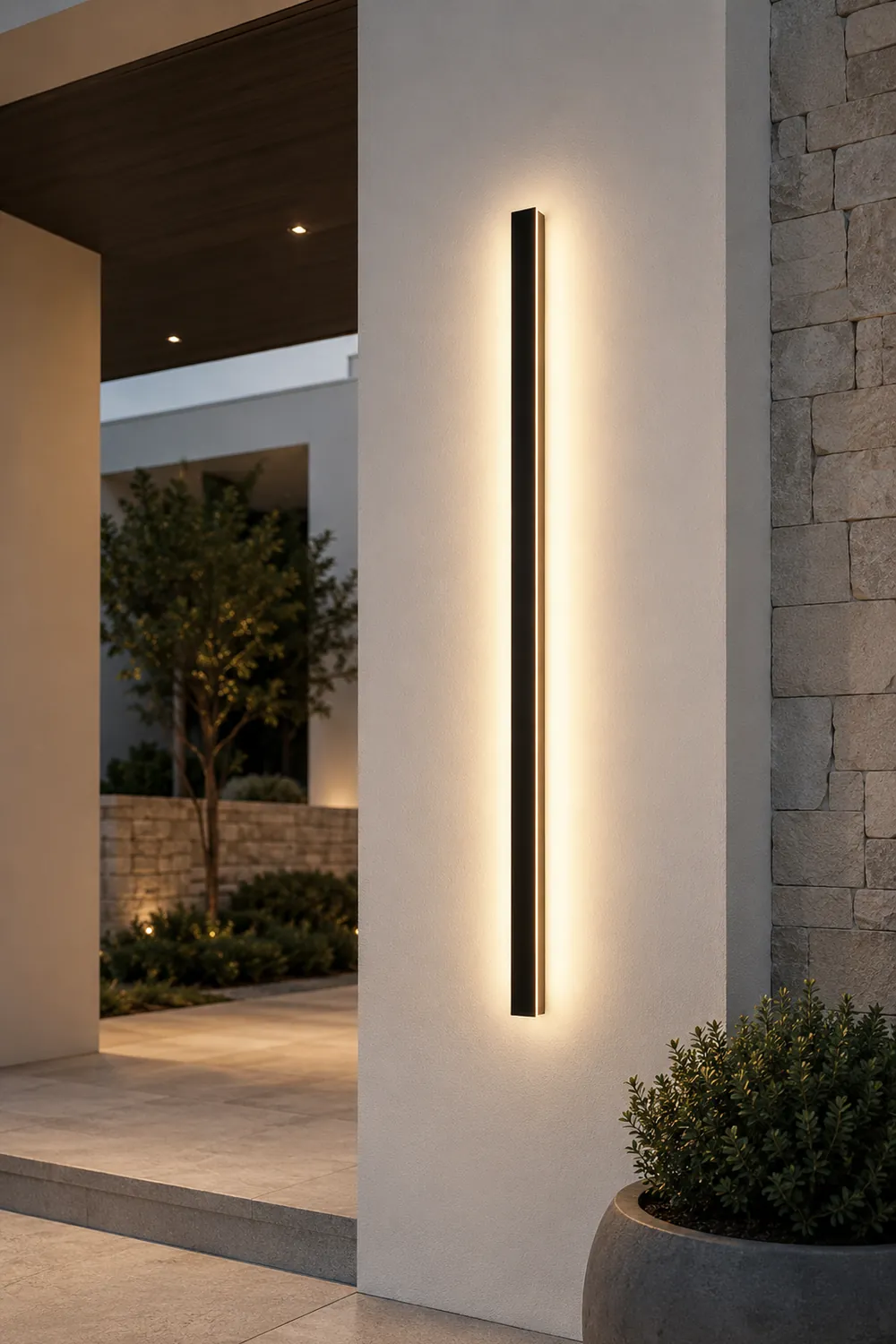 Outdoor Waterproof Long Strip Metal Black Modern LED Outdoor Wall Lights - Lumpaz