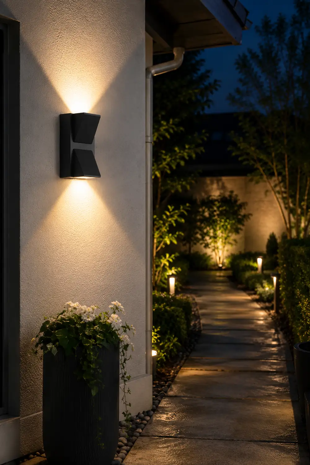 Waterproof LED Up And Down Lighting Black Modern Outdoor Wall Lights - Lumpaz