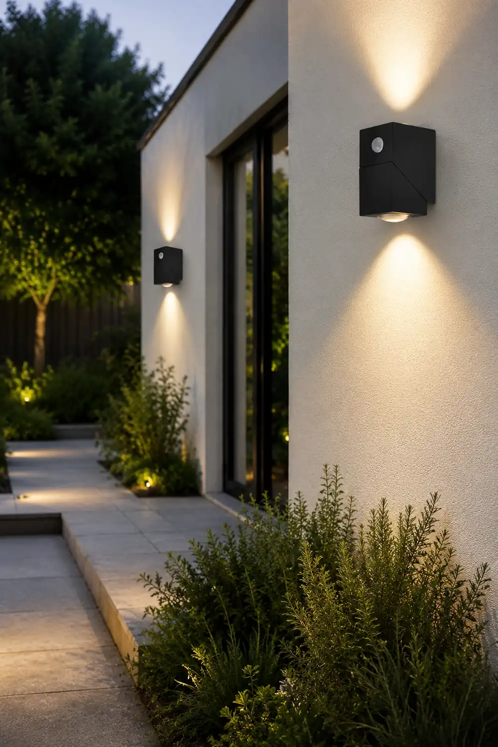 Adjustable Up and Down Light Motion Sensor Waterproof Black Wall Lamp - Lumpaz