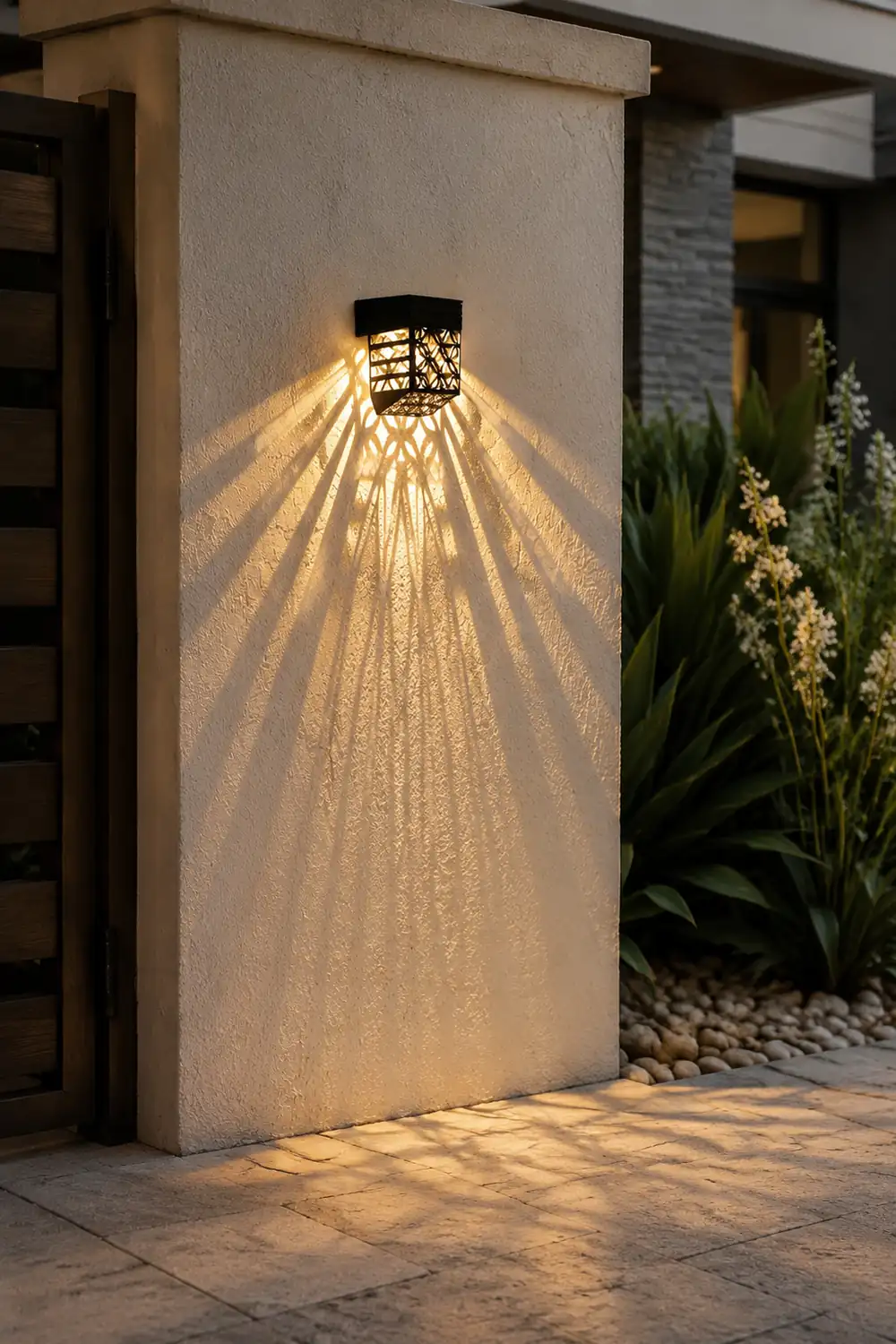 Solar Hollow Outdoor Wall Sconce Lighting Led Fence Wall Lamp Garden Lights - Lumpaz