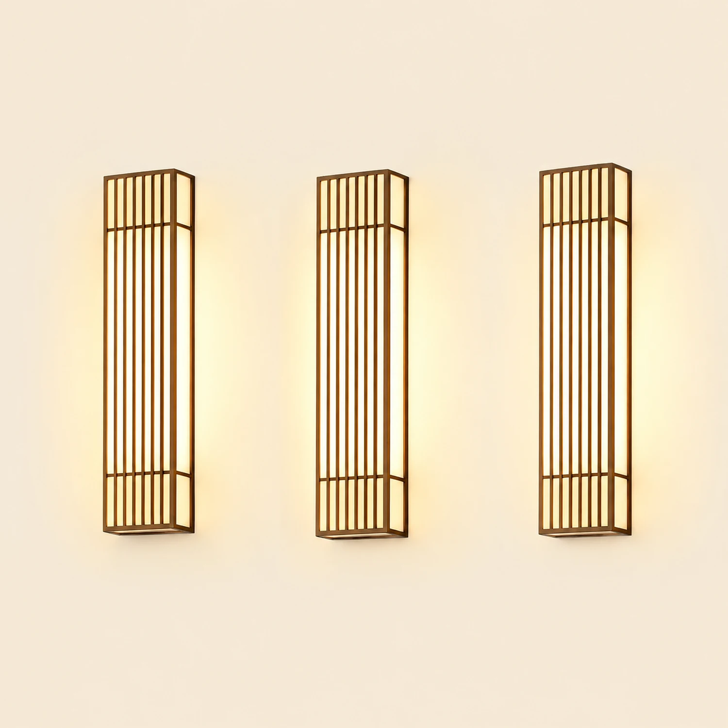 Retro Vertical Stripe Grid LED Waterproof Brown Outdoor Wall Lamp - Lumpaz