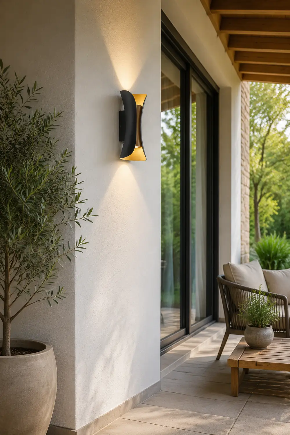 Curved LED Up and Down Lighting Waterproof Modern Outdoor Wall Lights - Lumpaz