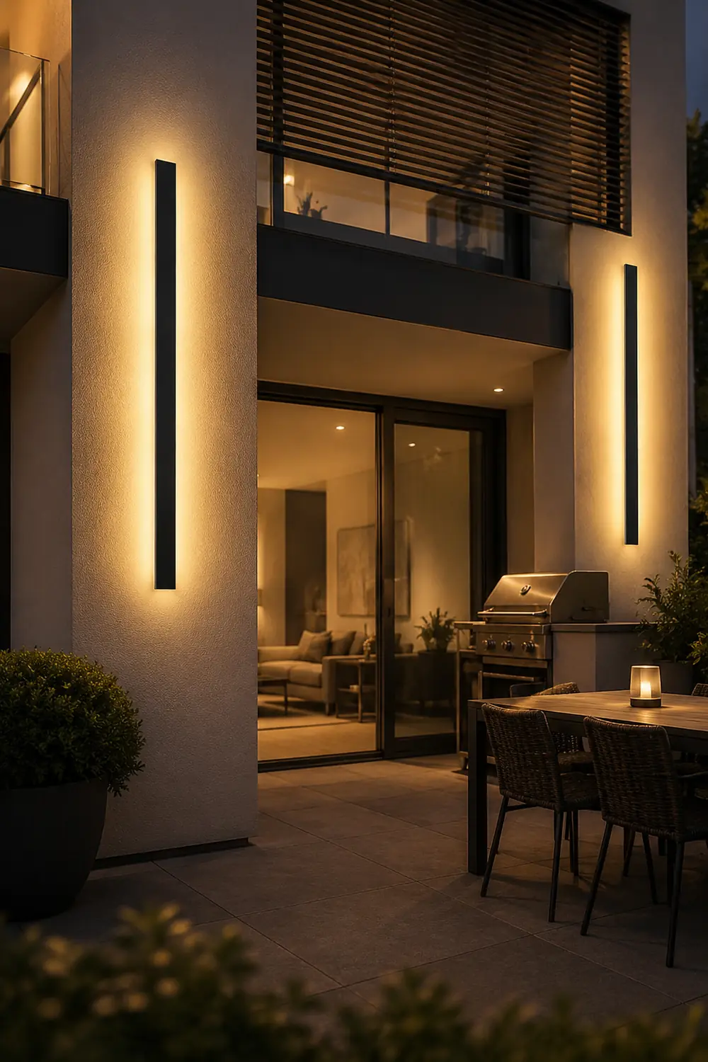 Outdoor Waterproof Long Strip Metal Black Modern LED Outdoor Wall Lights - Lumpaz