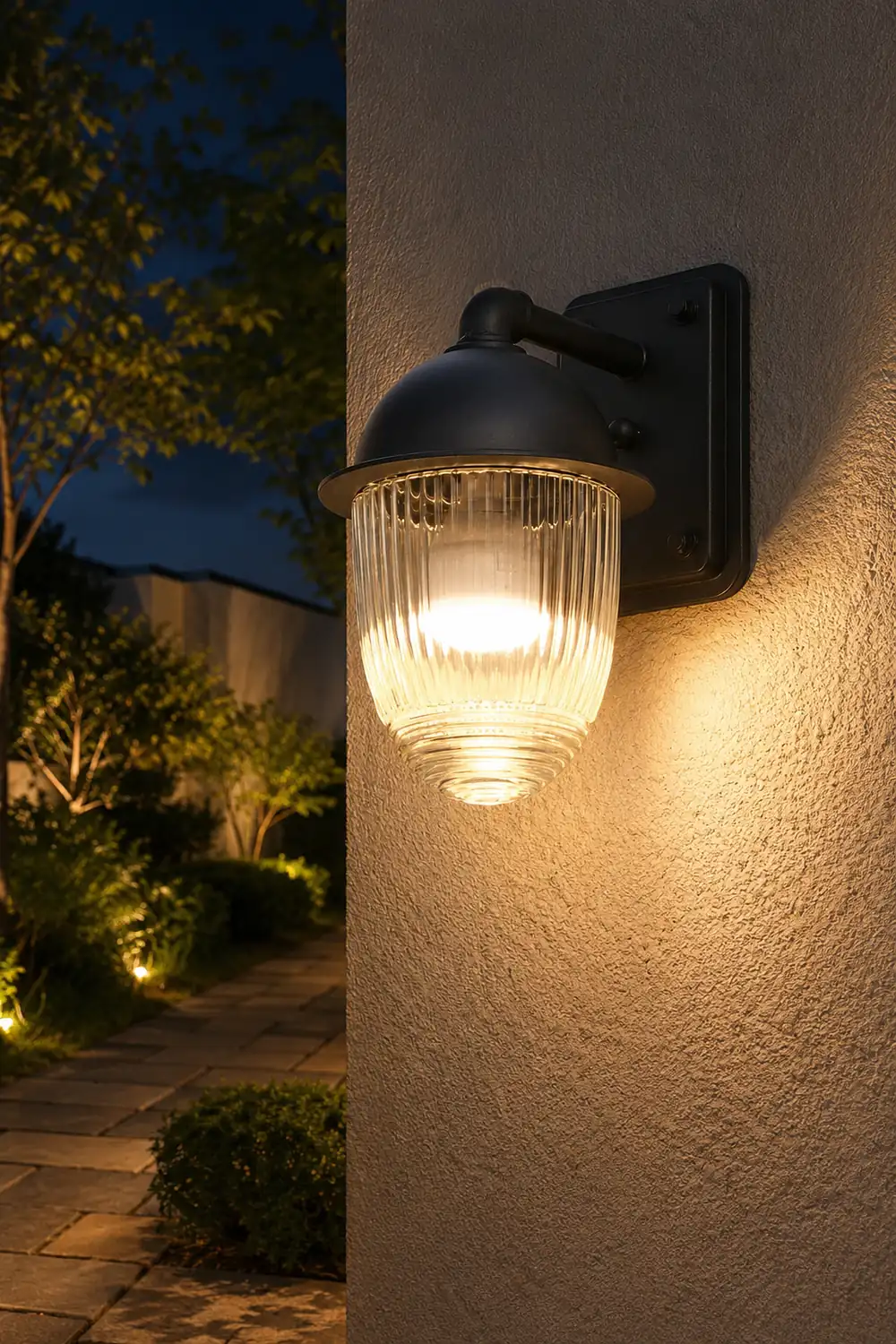Waterproof Glass Ball Matte Black Modern Outdoor Wall Lamp Exterior Lights - Lumpaz