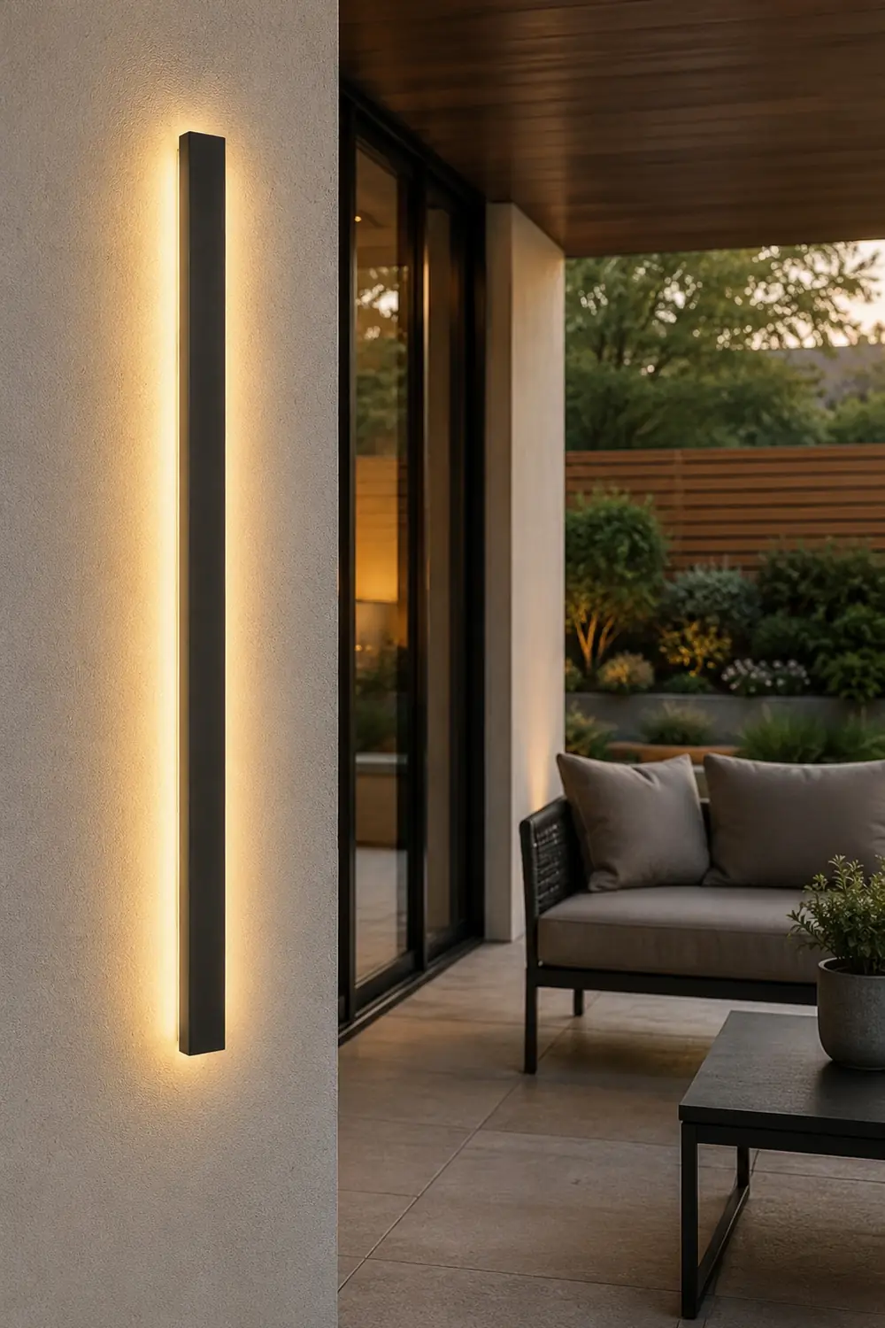Waterproof Long Strip LED Wall Lamp Outdoor Wall Lights Black Porch Lights - Lumpaz