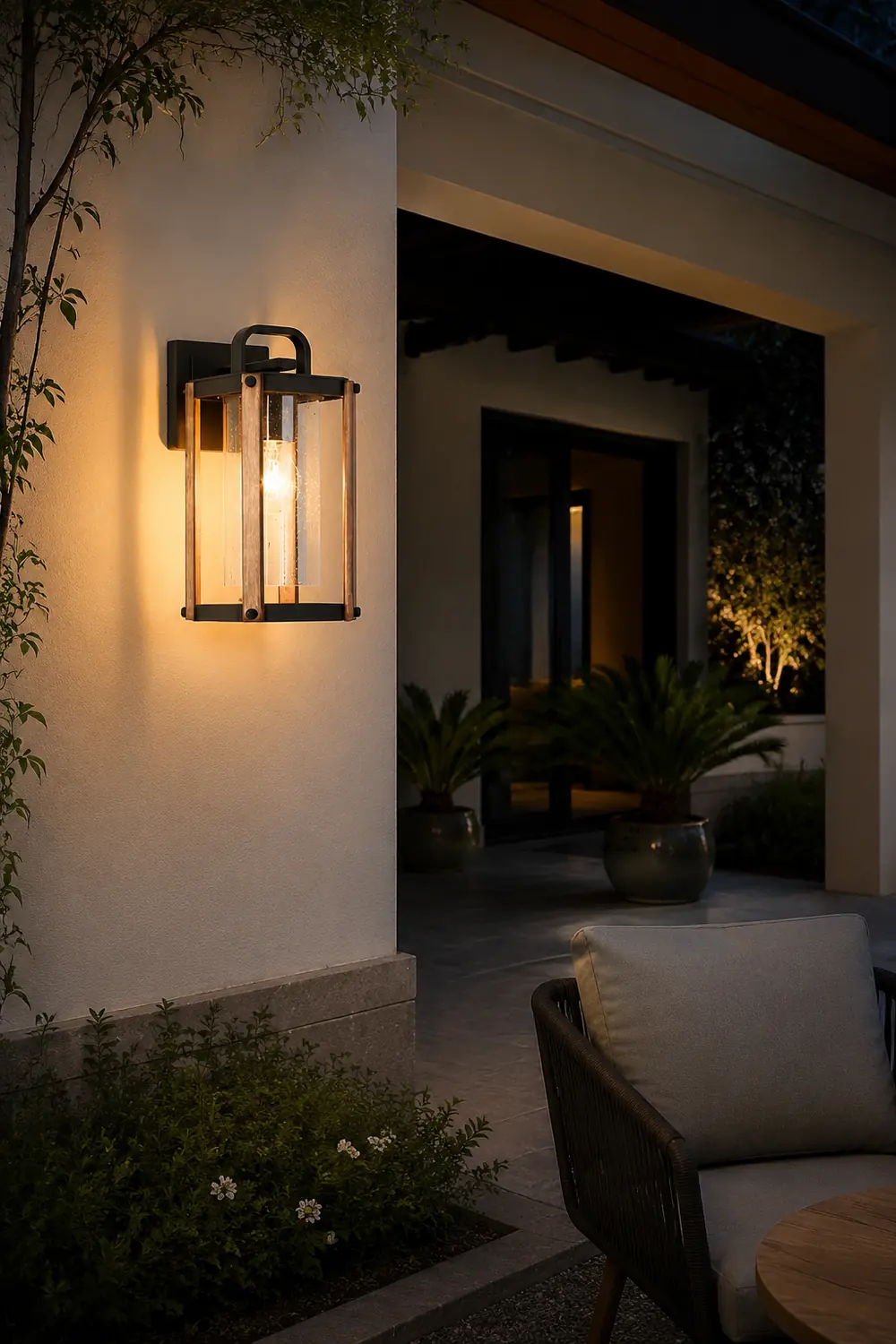 Lantern Shaped Waterproof Glass Black Industrial Outdoor Wall Sconce Lighting - Lumpaz