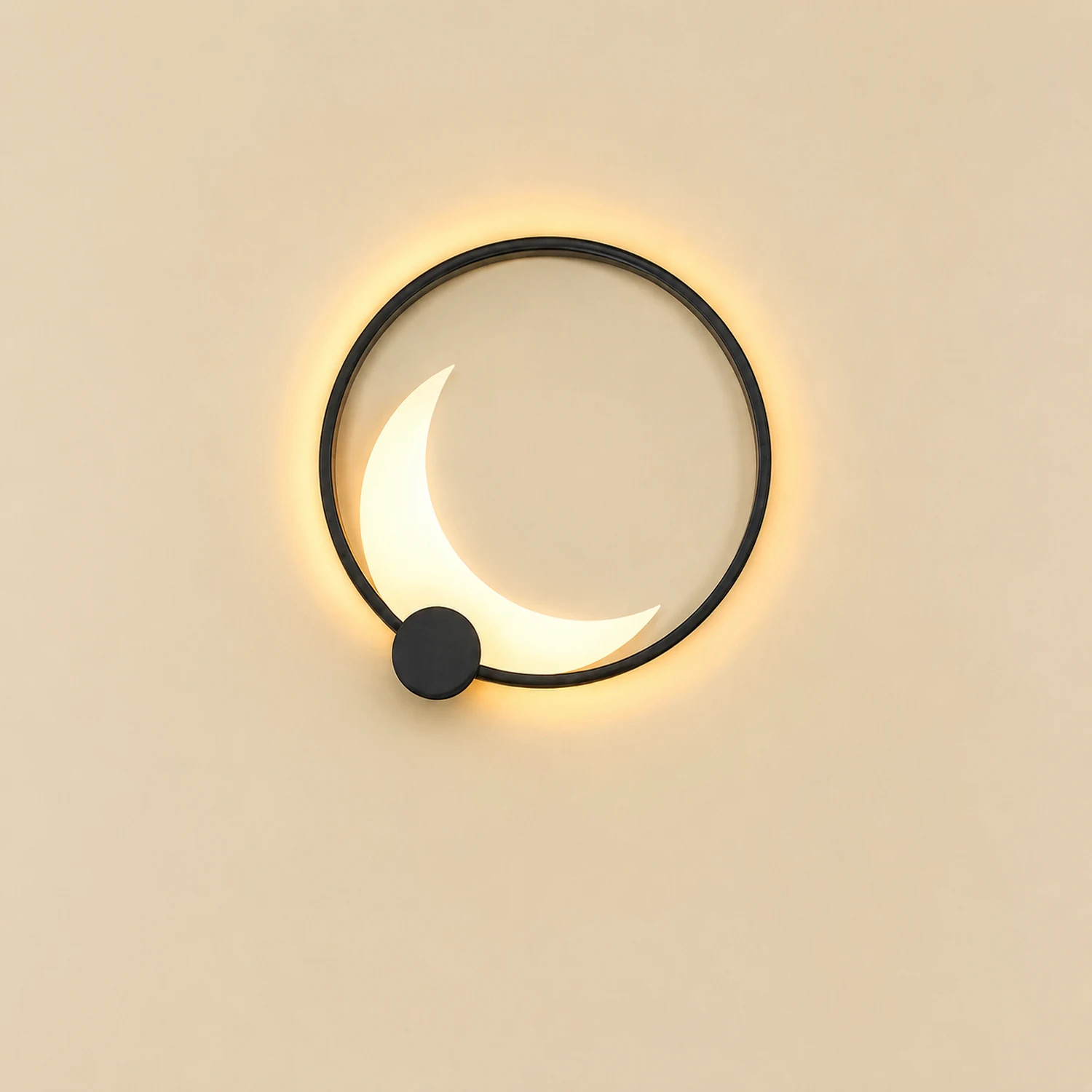 Round Moon Waterproof Black LED Wall Sconce Lighting Outdoor Wall Lamp - Lumpaz