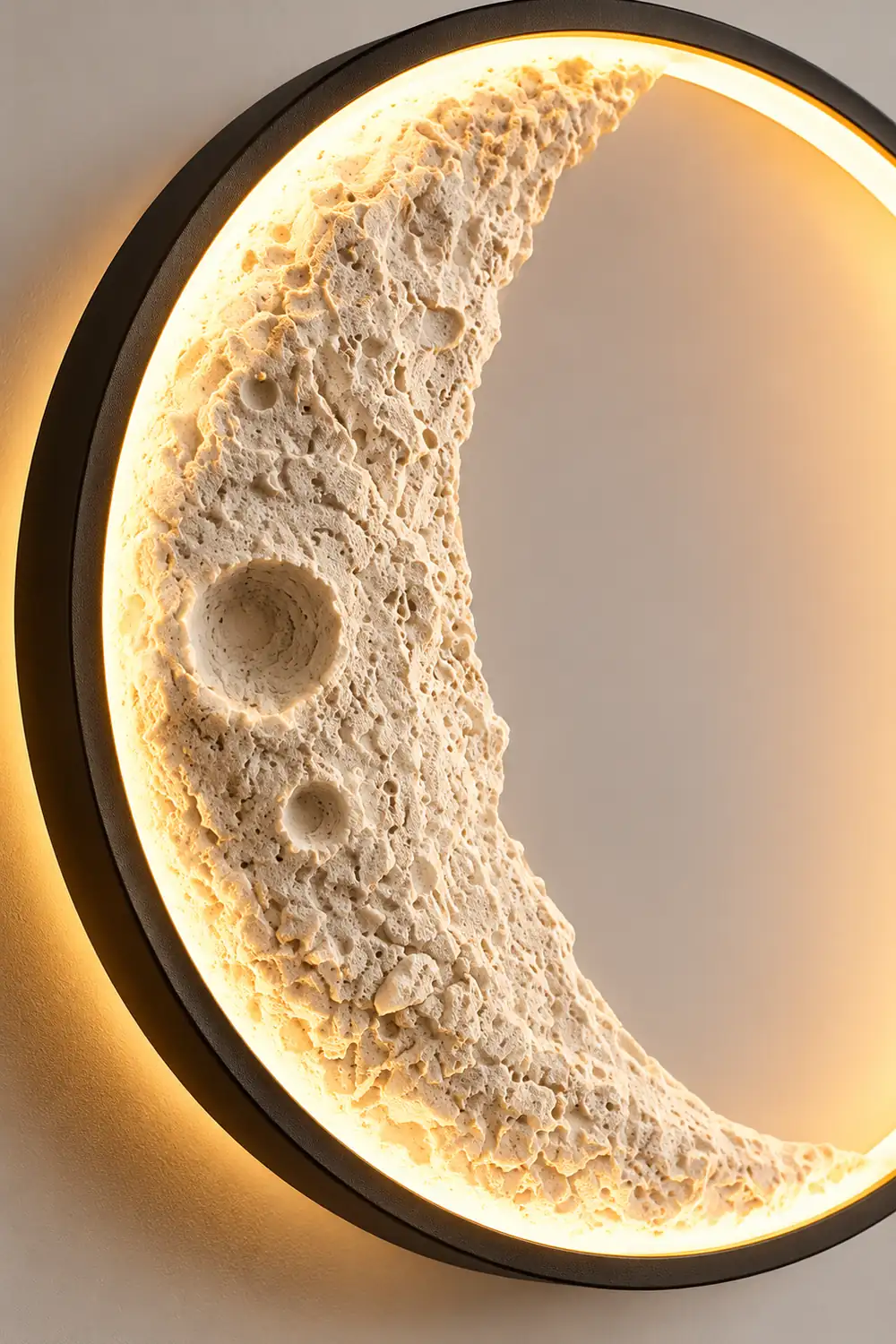 Round Creative Moon Resin Lunar Texture Waterproof Outdoor Wall Lights - Lumpaz