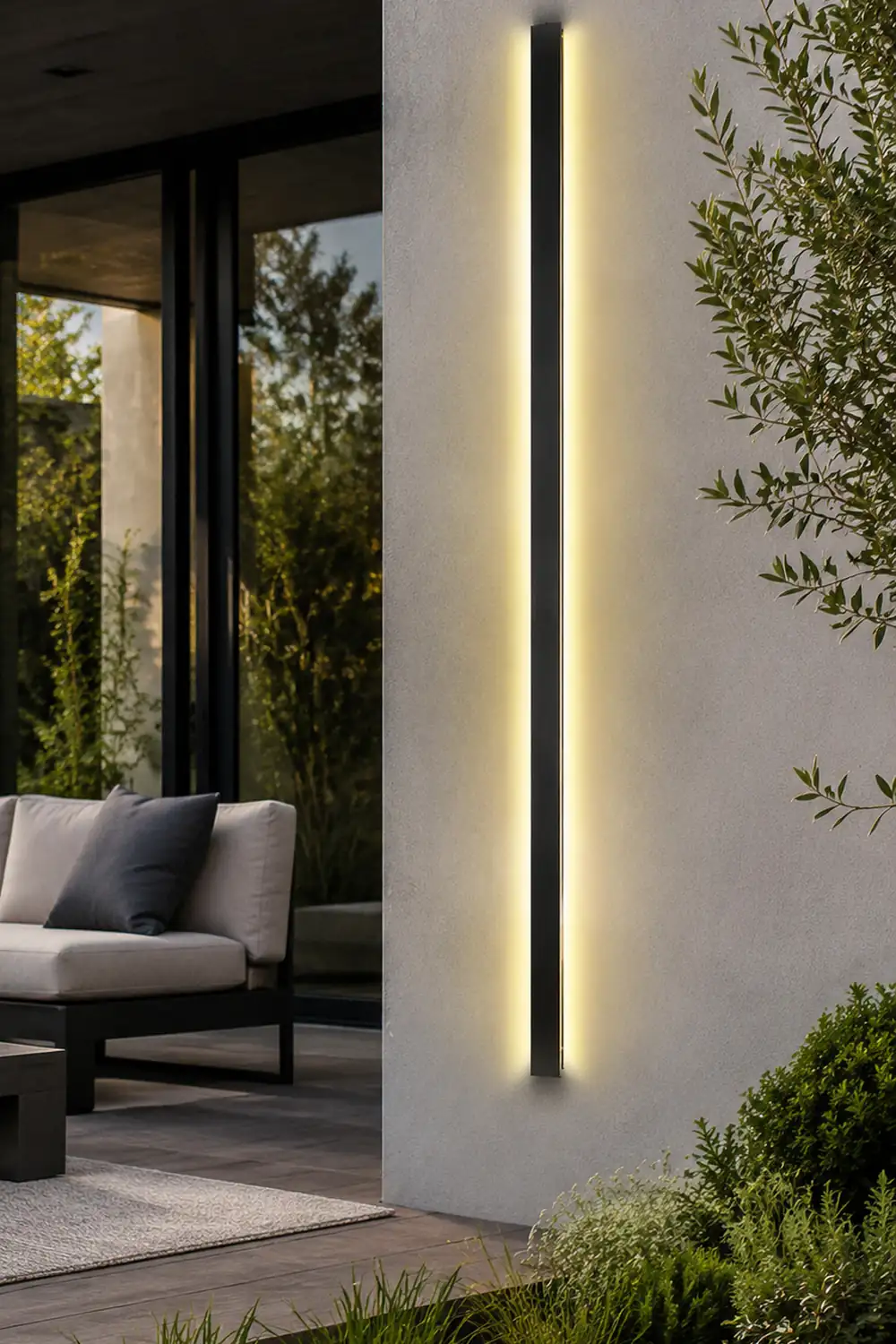 Black Long Strip LED Waterproof Modern Outdoor Wall Lights Porch Lights - Lumpaz