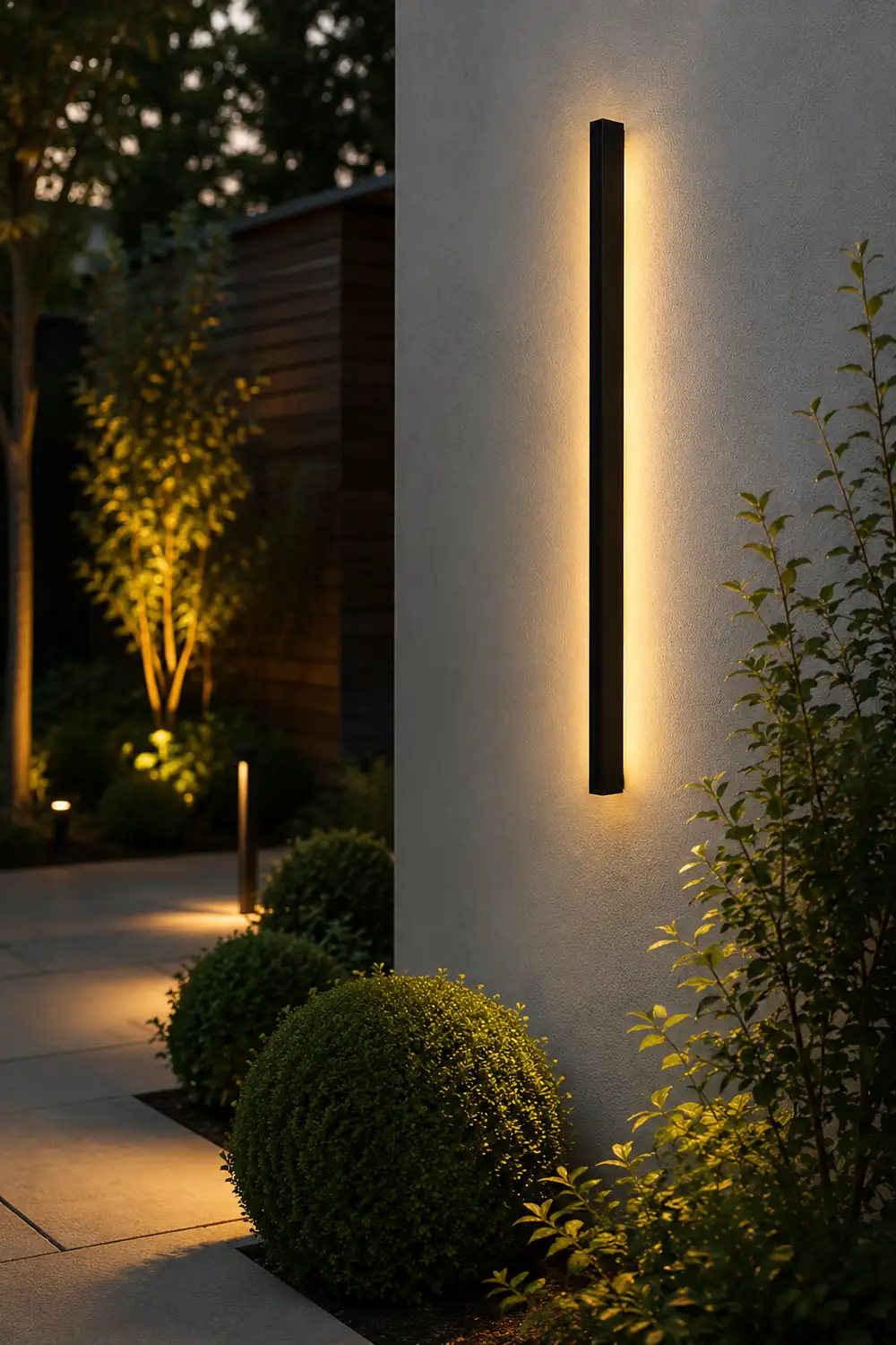 Minimalist Long Strip LED Waterproof Black Modern Solar Wall Sconce Lighting - Lumpaz