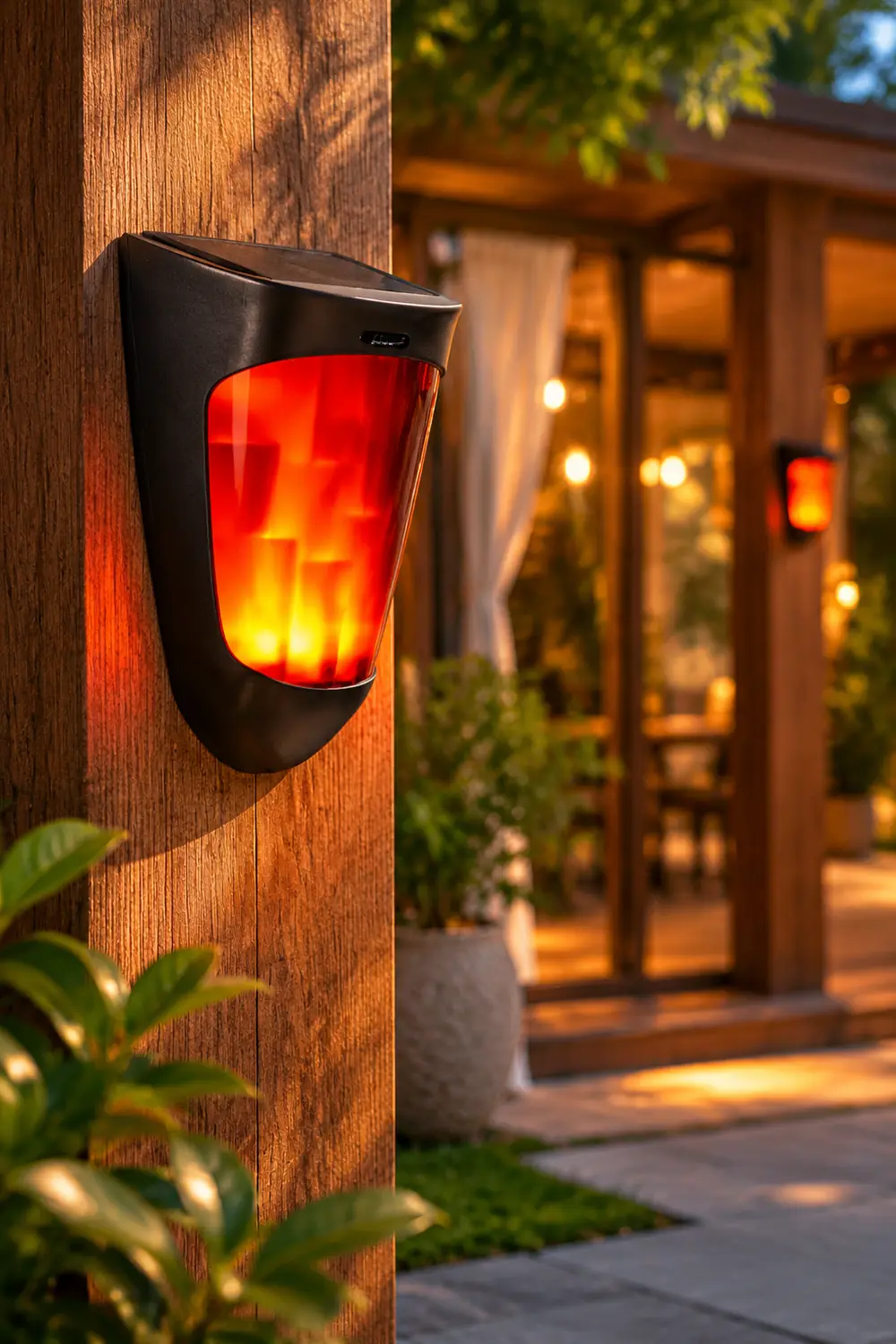 Solar Energy LED Outdoor Wall Lamp Flame Light Wall Sconce Lighting Wall Lights - Lumpaz