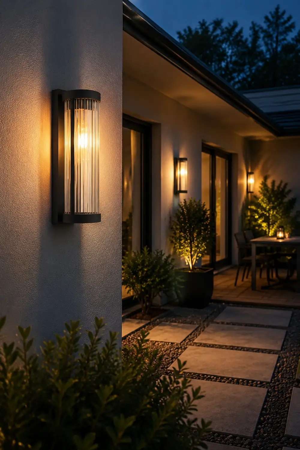 Creative Glass Waterproof LED Black Modern Solar Wall Lamp Exterior Lights - Lumpaz