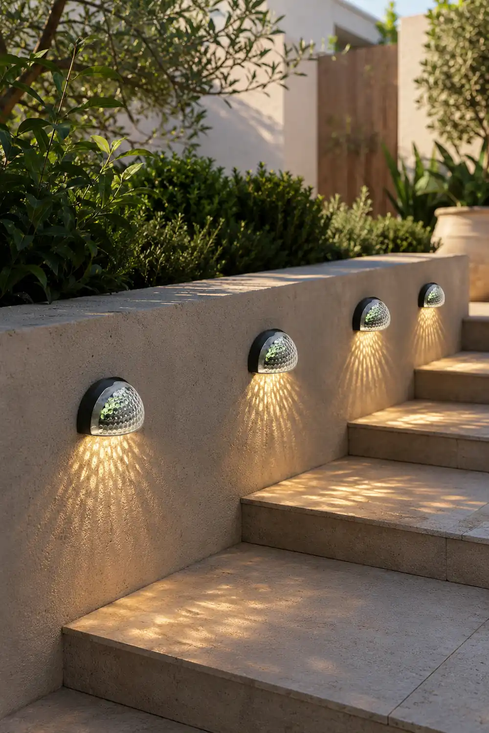 4 Pcs Solar Stair Lights Outdoor Step Lights LED Garden Lights Wall Mounted Lights - Lumpaz