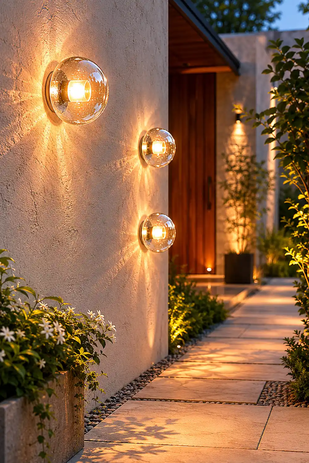 Round Bowl Glass LED Waterproof Transparent Rustic Outdoor Wall Lights - Lumpaz