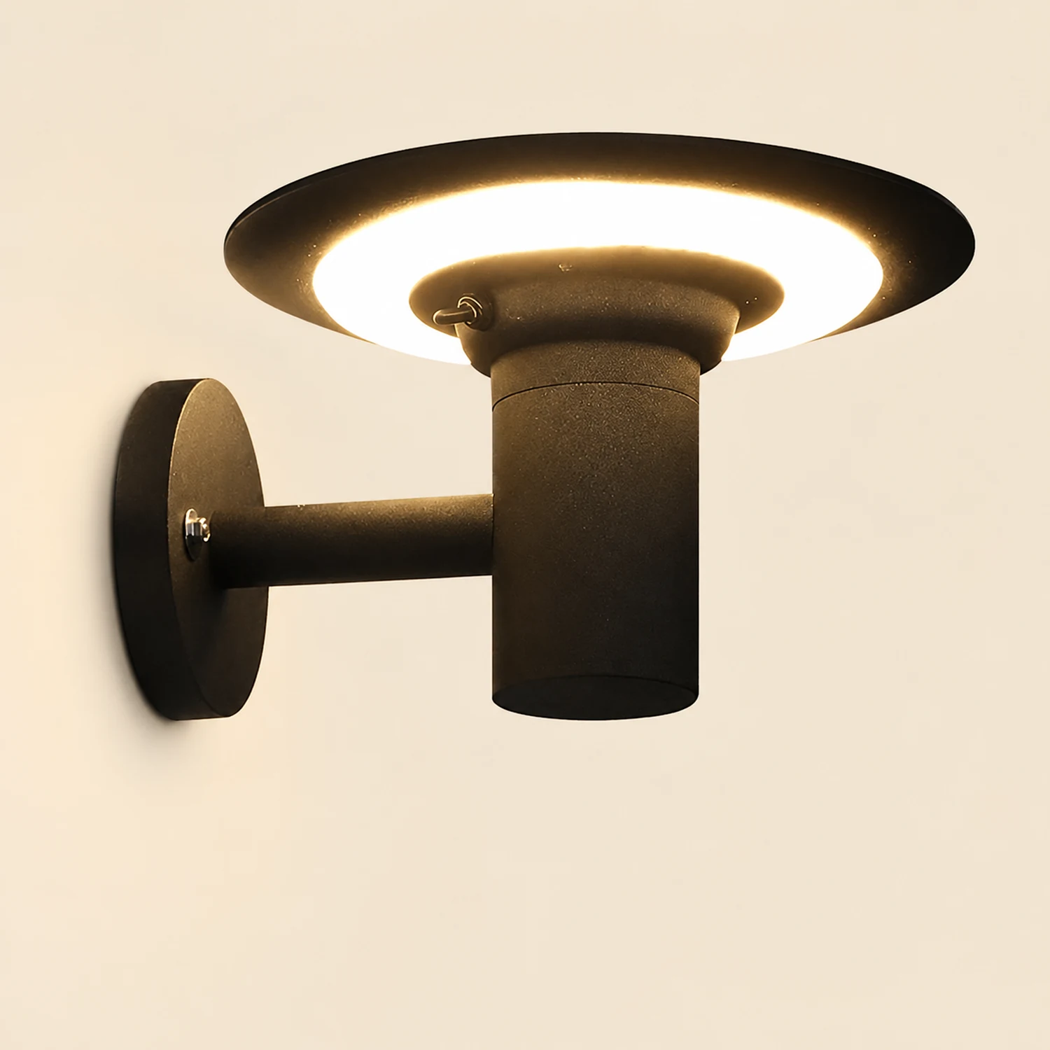 Round UFO-shaped LED Waterproof Solar Modern Outdoor Sconces Wall Lamp - Lumpaz