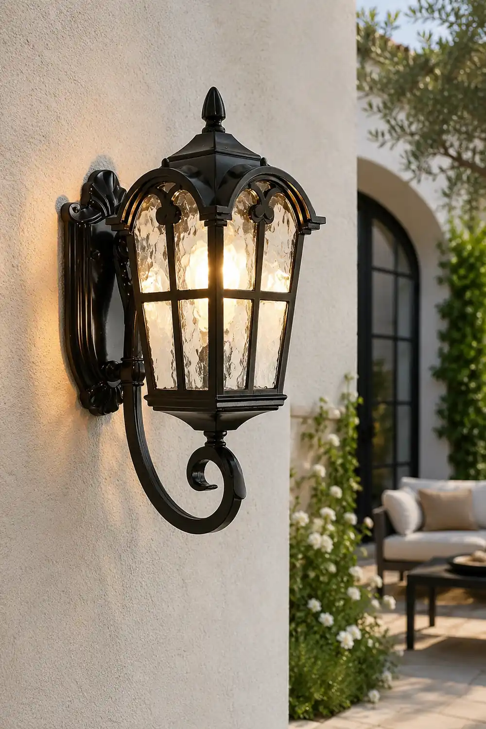 Vintage Glass Waterproof Black European-style Outdoor Wall Lamp Exterior Lights - Lumpaz