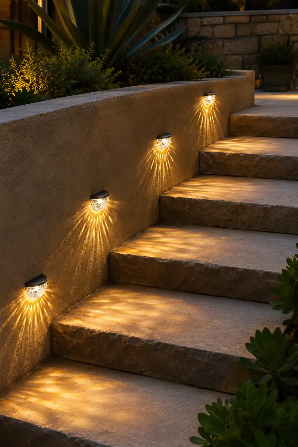 4 Pcs Solar Stair Lights Outdoor Step Lights LED Garden Lights Wall Mounted Lights - Lumpaz