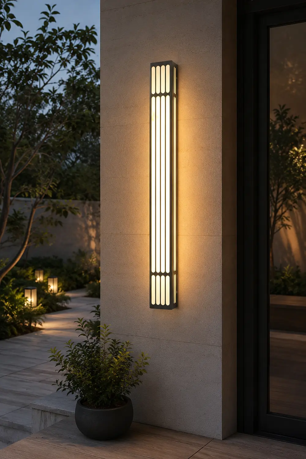 Long Strip Rectangular Waterproof LED Black Modern Outdoor Wall Lamp - Lumpaz