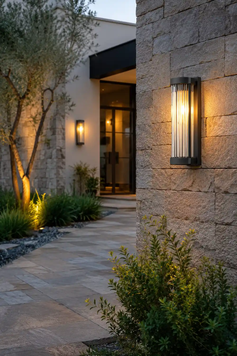 Creative Glass Waterproof LED Black Modern Solar Wall Lamp Exterior Lights - Lumpaz