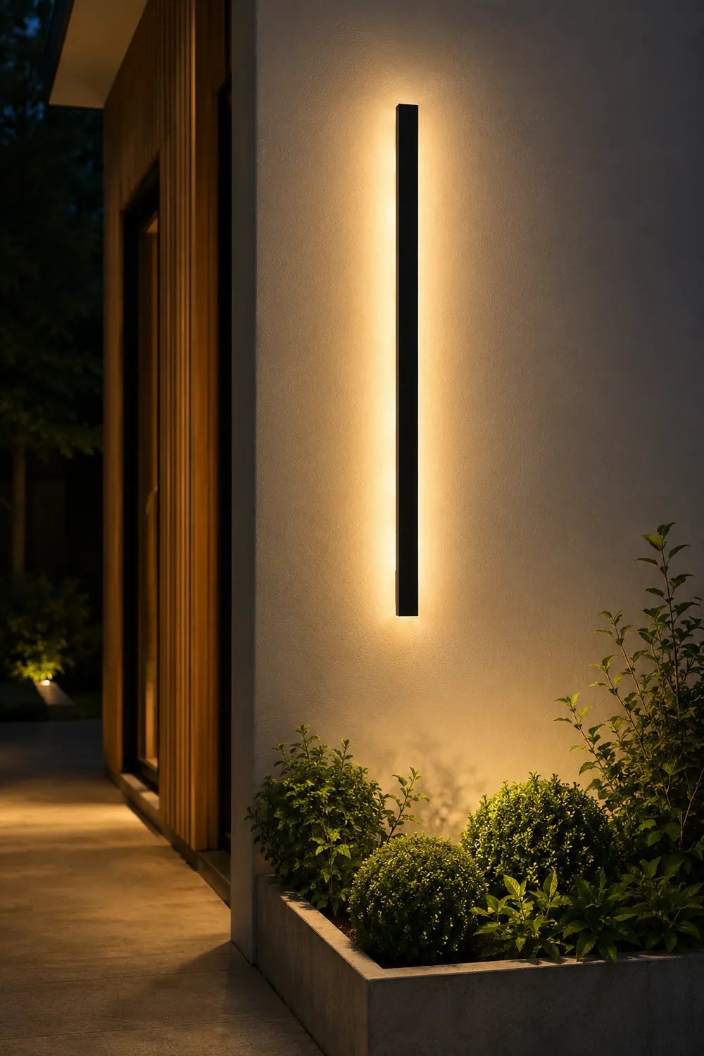 Minimalist Long Strip LED Waterproof Black Modern Solar Wall Sconce Lighting - Lumpaz
