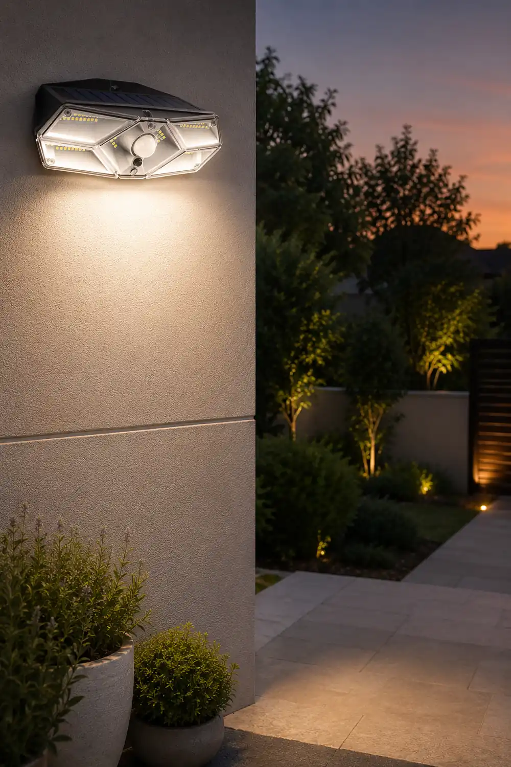 Solar Energy Wall Lamp Motion Sensor LED Outdoor Wall Sconces Lighting - Lumpaz