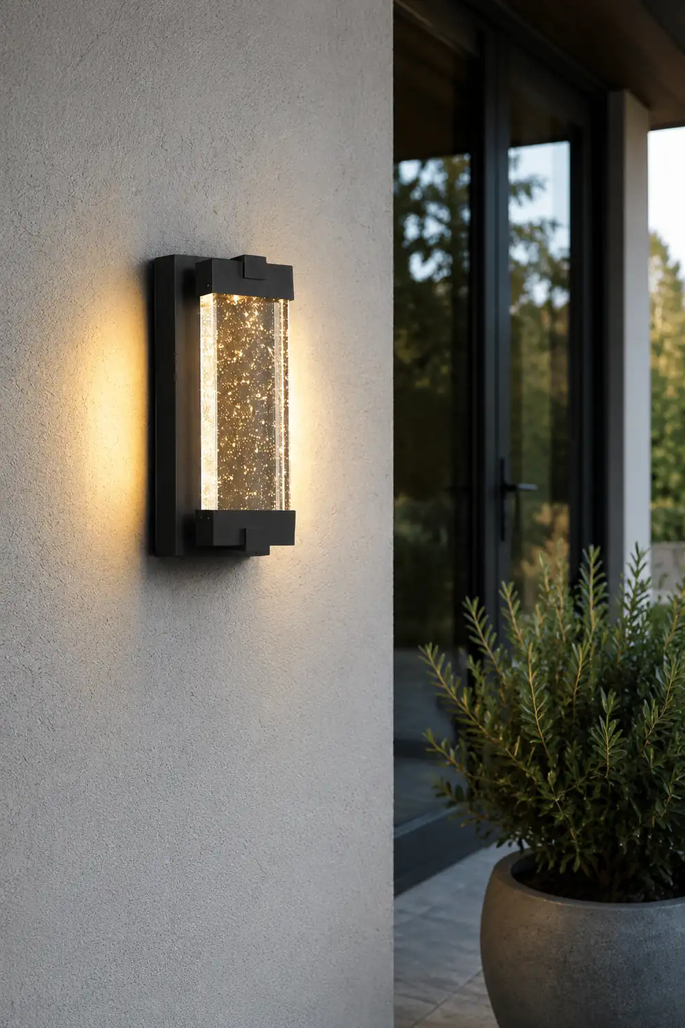 Rectangular Bubbles Crystal Waterproof COB Black Outdoor Wall Lights - Lumpaz
