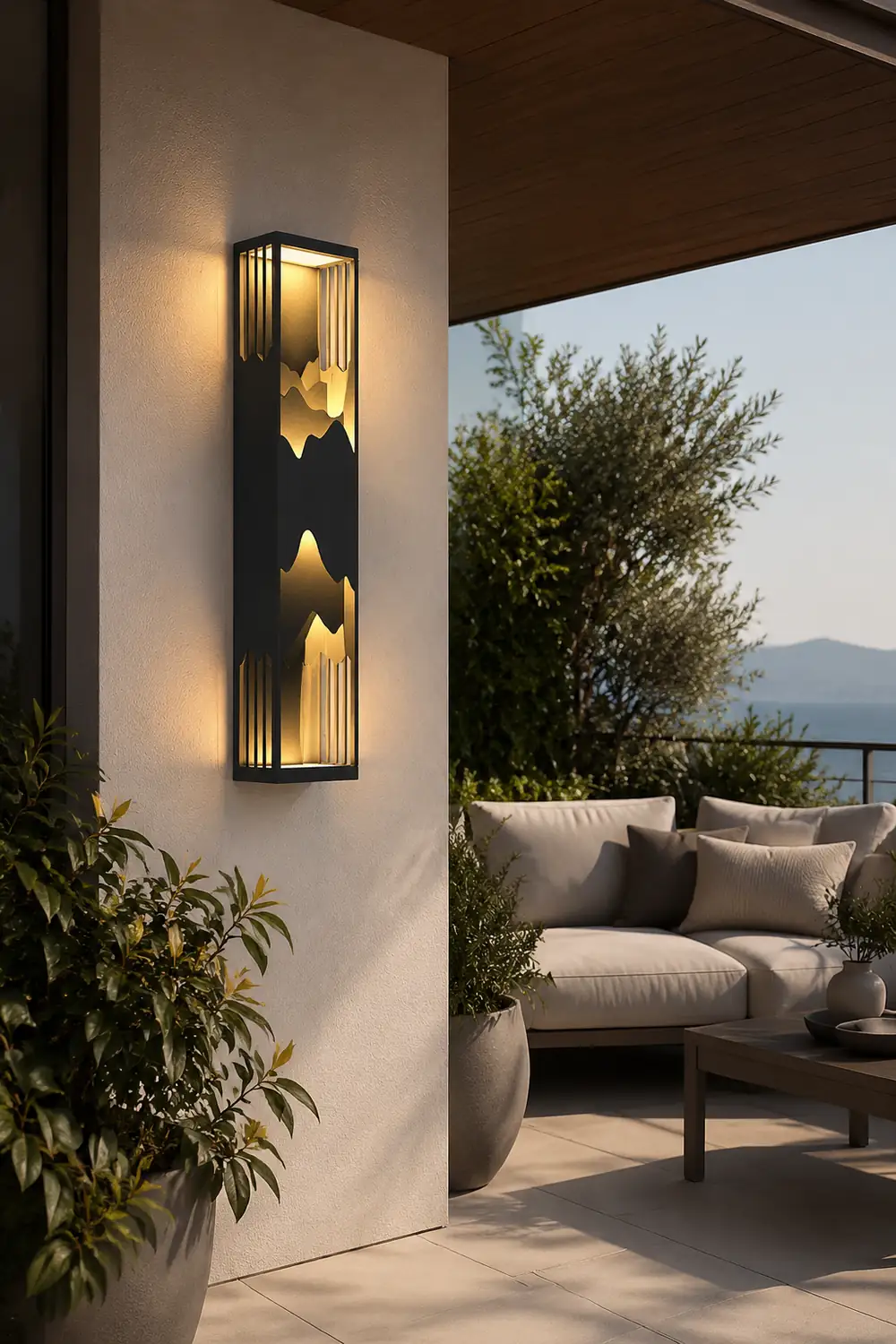 Mountain Scenery LED up Down Lighting Waterproof Solar Wall Lamp Porch Lights - Lumpaz