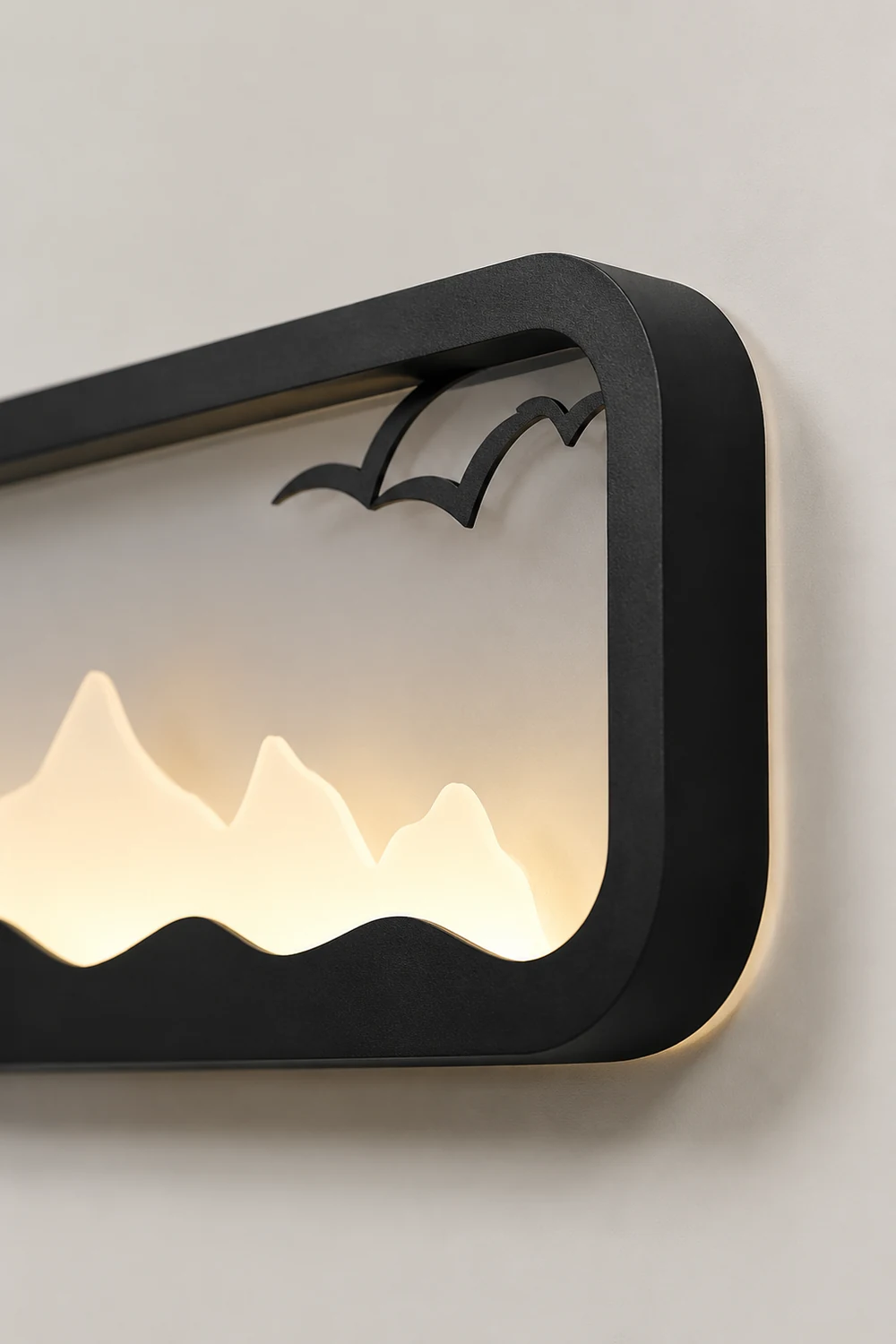 Rectangular Mountain Scenery LED Waterproof Black Outdoor Wall Lamp - Lumpaz