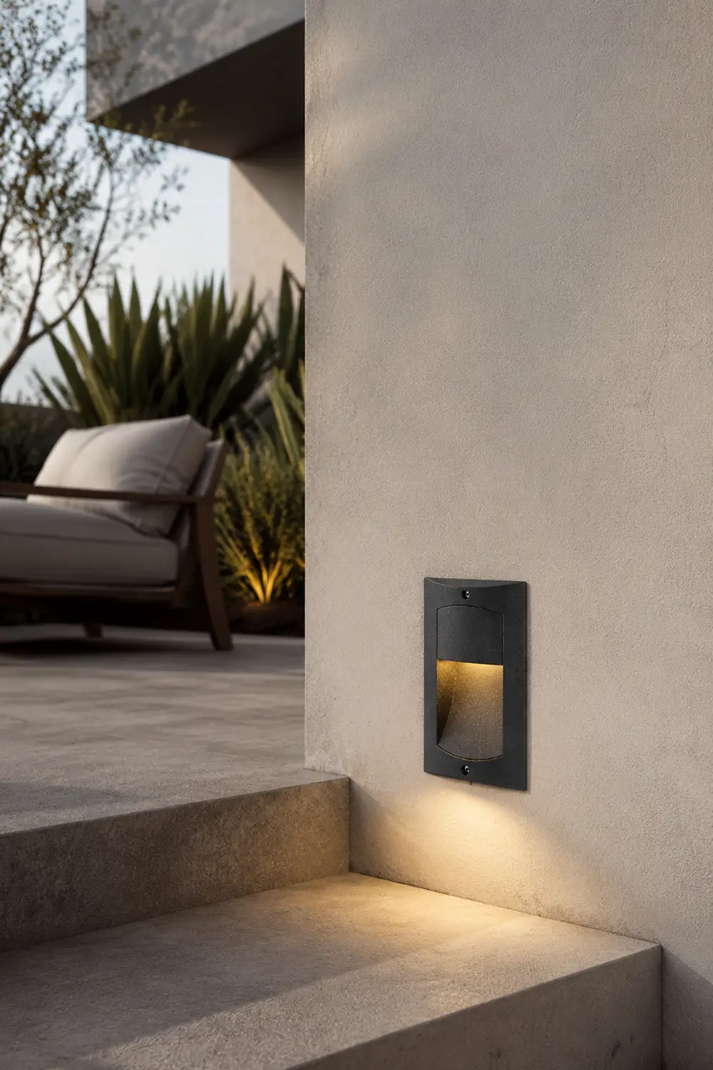 Rectangle Waterproof LED Black Modern Outdoor Step Lights Recessed Stair Sconces - Lumpaz