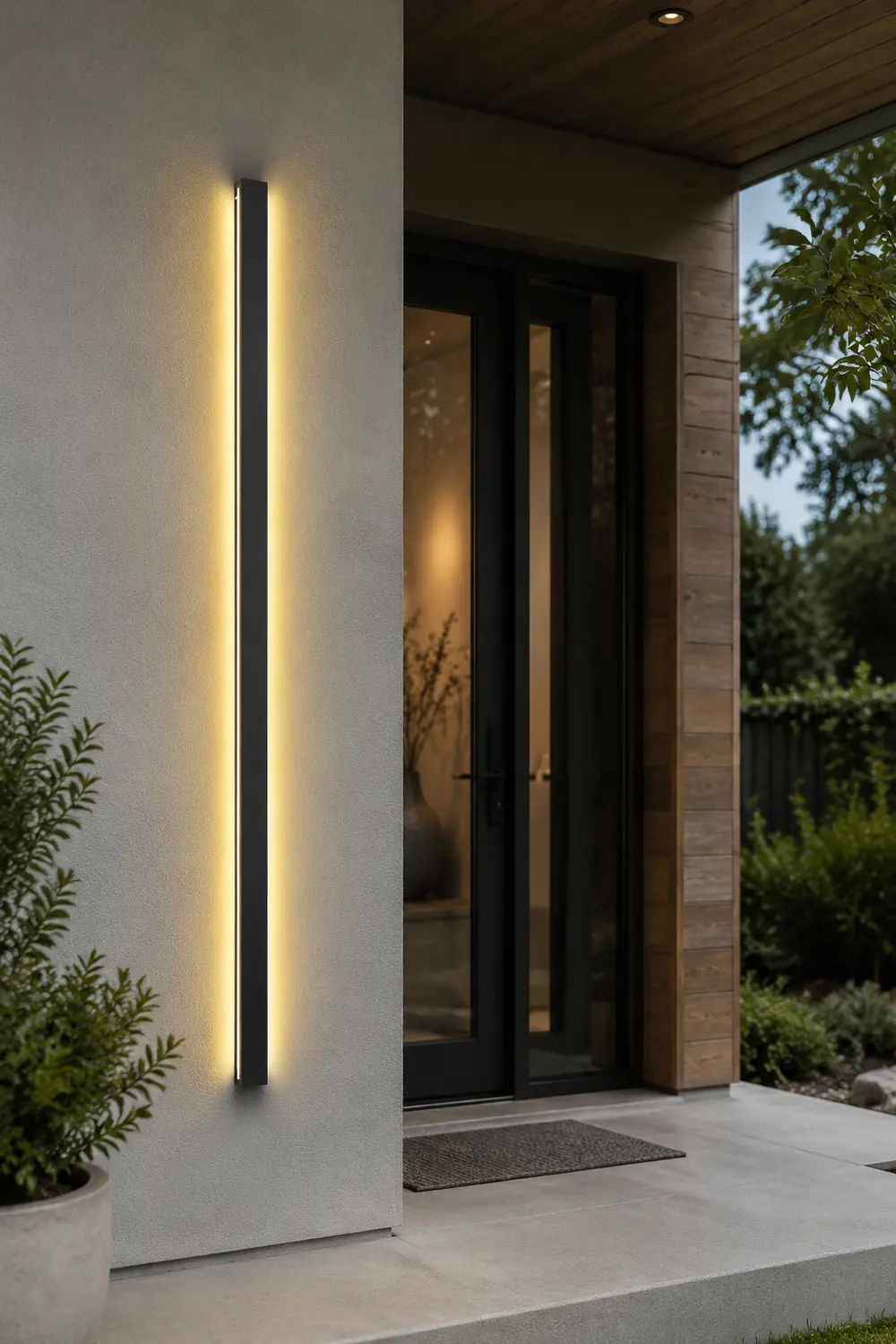 Black Long Strip LED Waterproof Modern Outdoor Wall Lights Porch Lights - Lumpaz