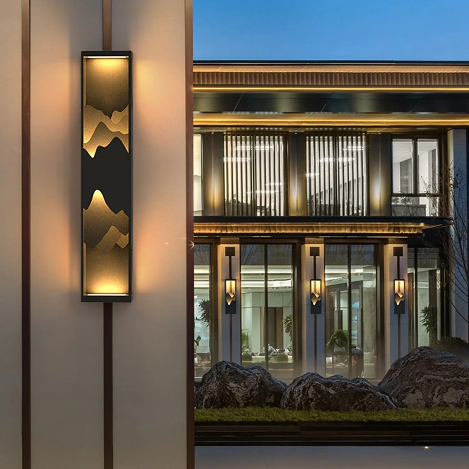 Mountain Scenery LED up Down Lighting Waterproof Solar Wall Lamp Porch Lights - Lumpaz