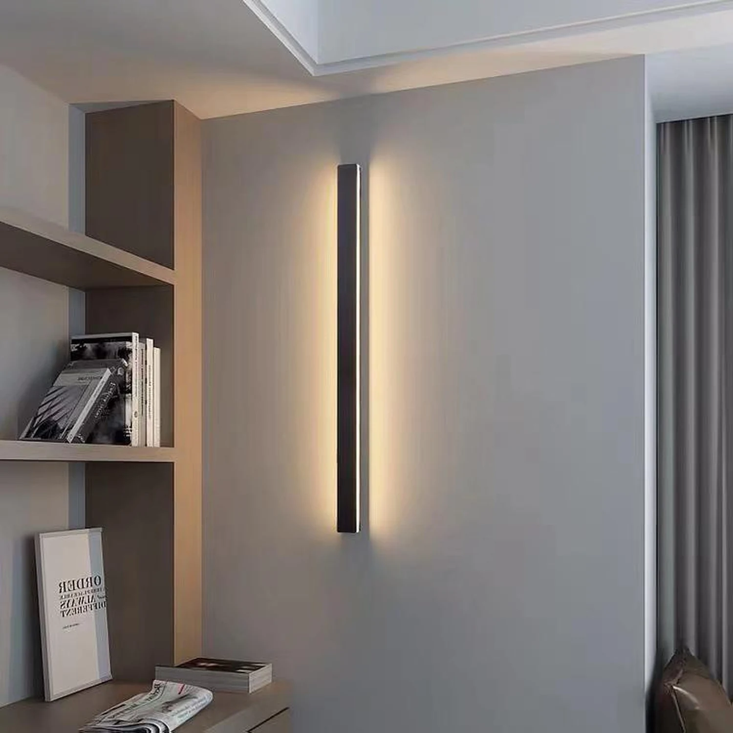 Waterproof Long Strip LED Wall Lamp Outdoor Wall Lights Black Porch Lights - Lumpaz