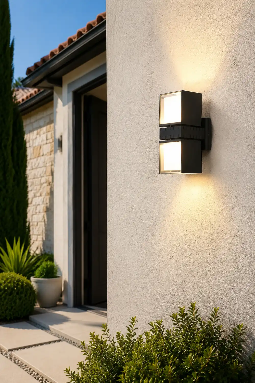 Adjustable Square Lamps Up And Down Lighting Black Outdoor Wall Lights - Lumpaz