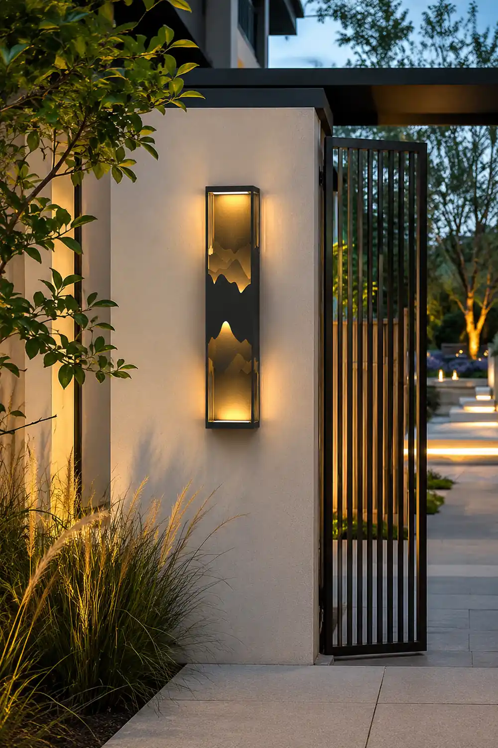 Mountain Scenery LED up Down Lighting Waterproof Solar Wall Lamp Porch Lights - Lumpaz
