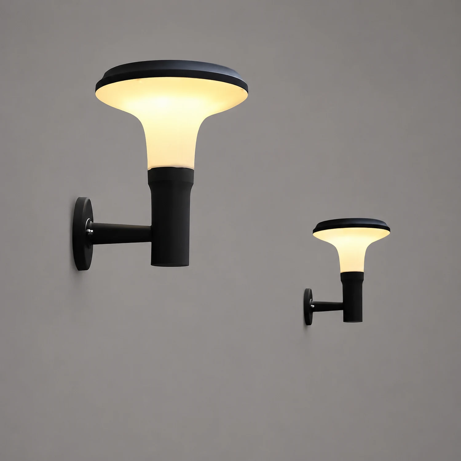 Round Flower LED Waterproof Black Modern Solar Wall Lamp Wall Sconces Lighting - Lumpaz