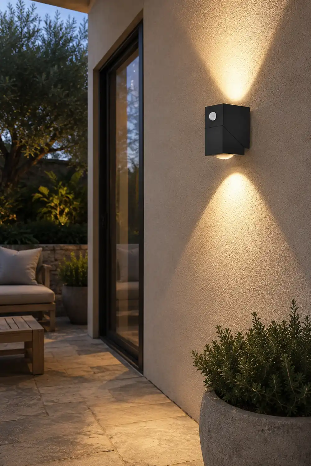 Adjustable Up and Down Light Motion Sensor Waterproof Black Wall Lamp - Lumpaz